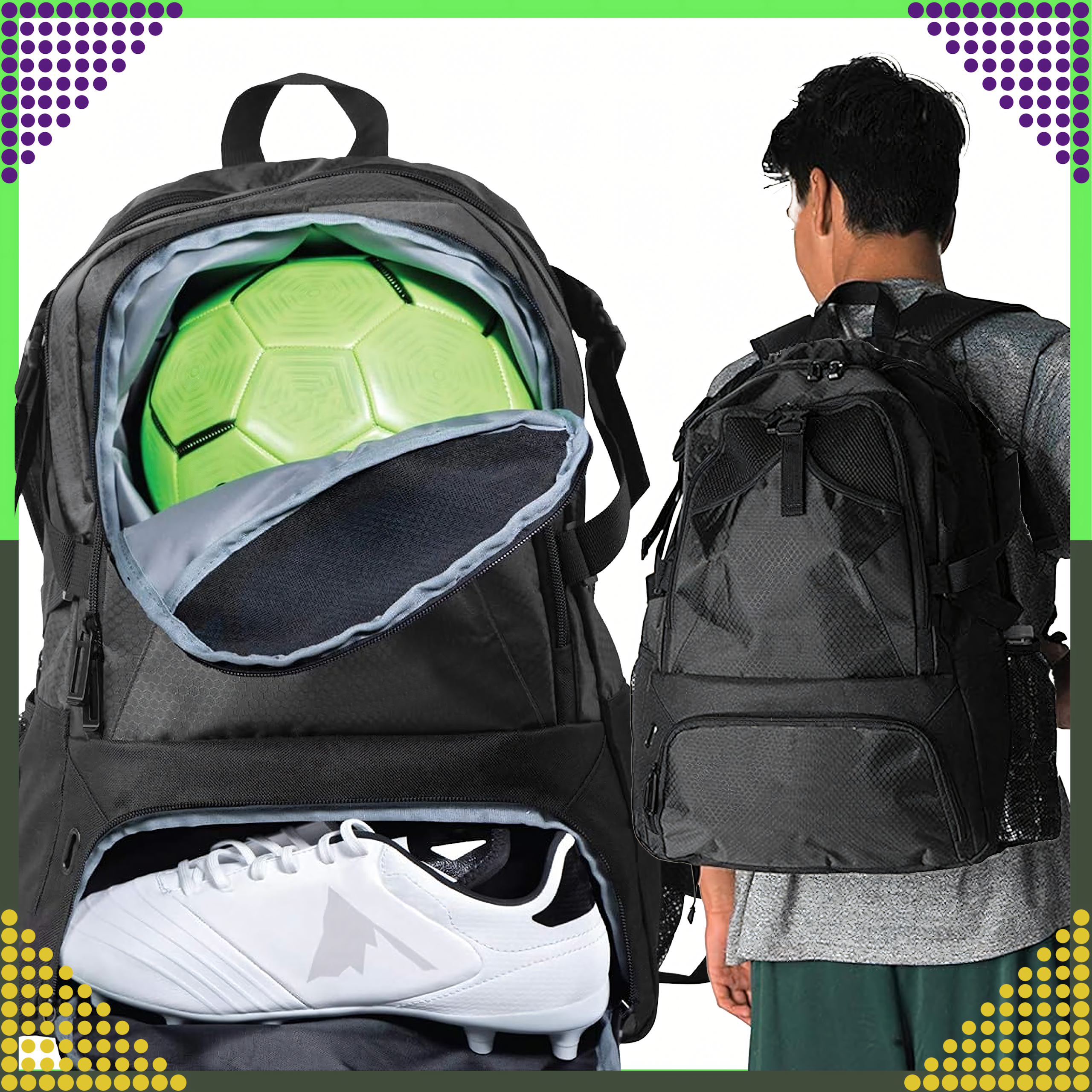 Seljakott treeningukott pallide, jalgpalli/korvpallijalatsite jaoks