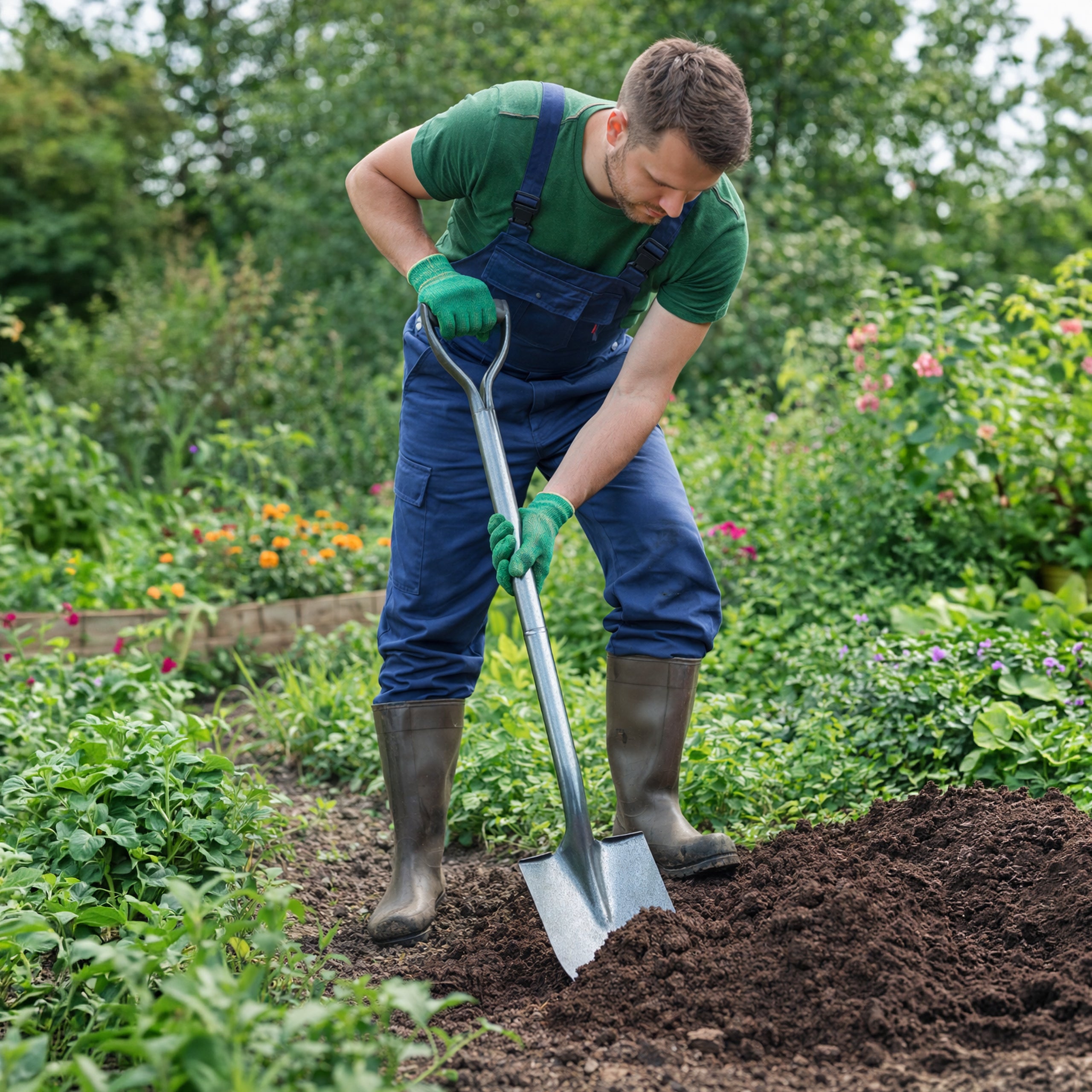 Metal Garden Spade Straight with Metal Handle 100 cm Strong