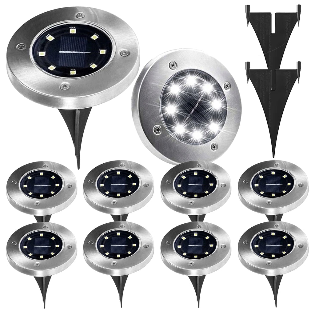 10x päikesepatareiga aiakettakujulised lambid 8 LED maavalgusti ja hämarustundlikuga