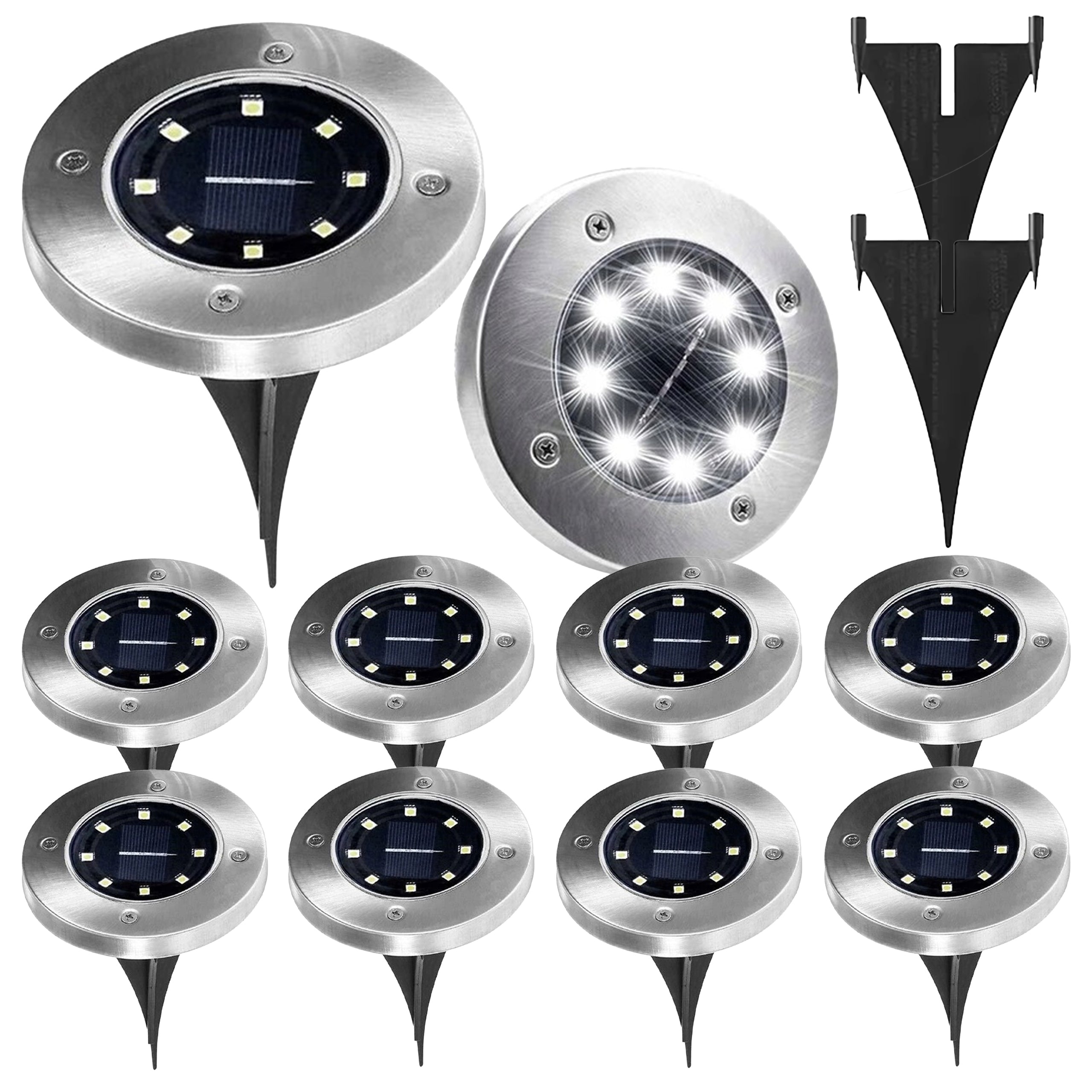 10x päikesepatareiga aiakettakujulised lambid 8 LED maavalgusti ja hämarustundlikuga