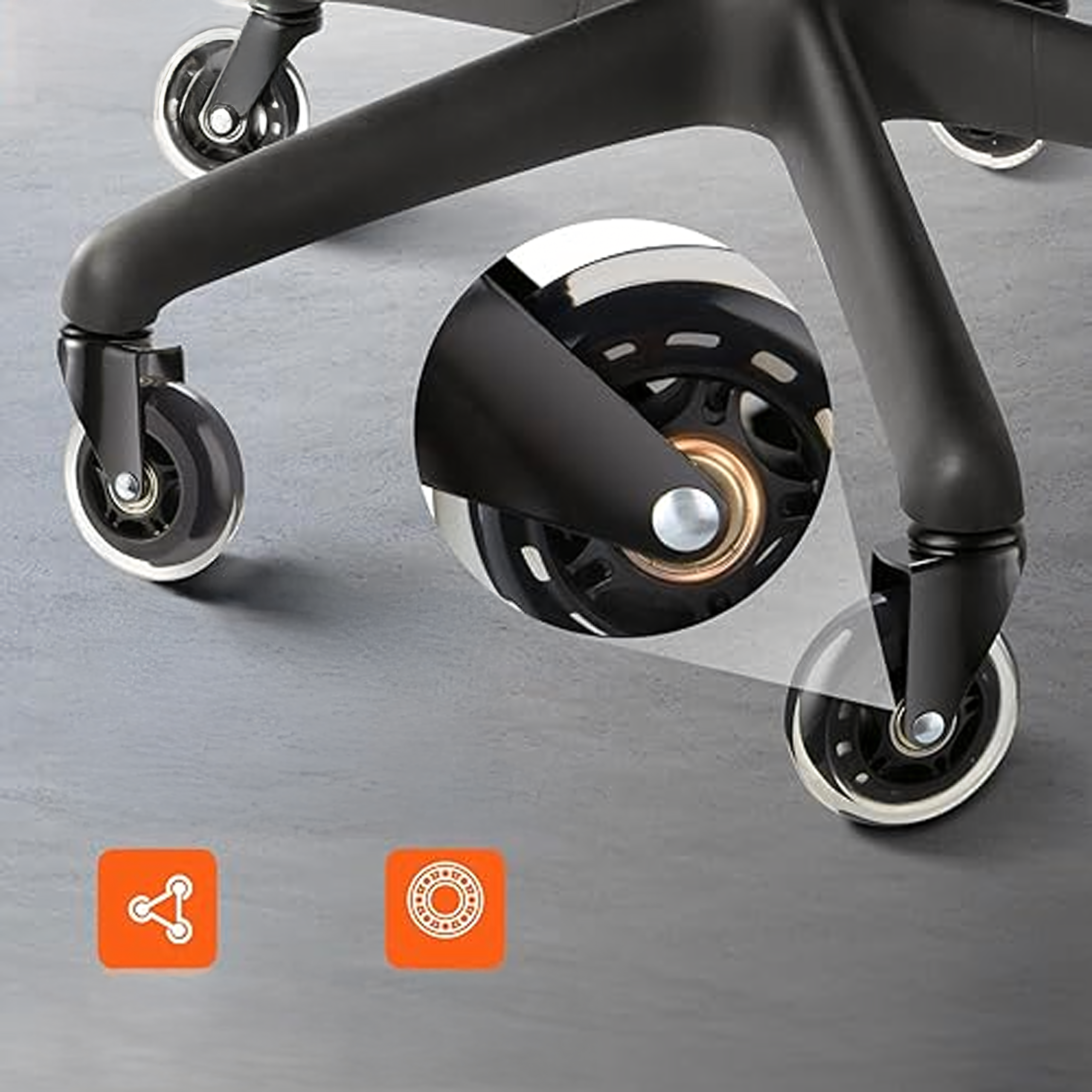 Ratastega kontoritooli ratastega tooli ratas, kumm, kautšuk, laagritega