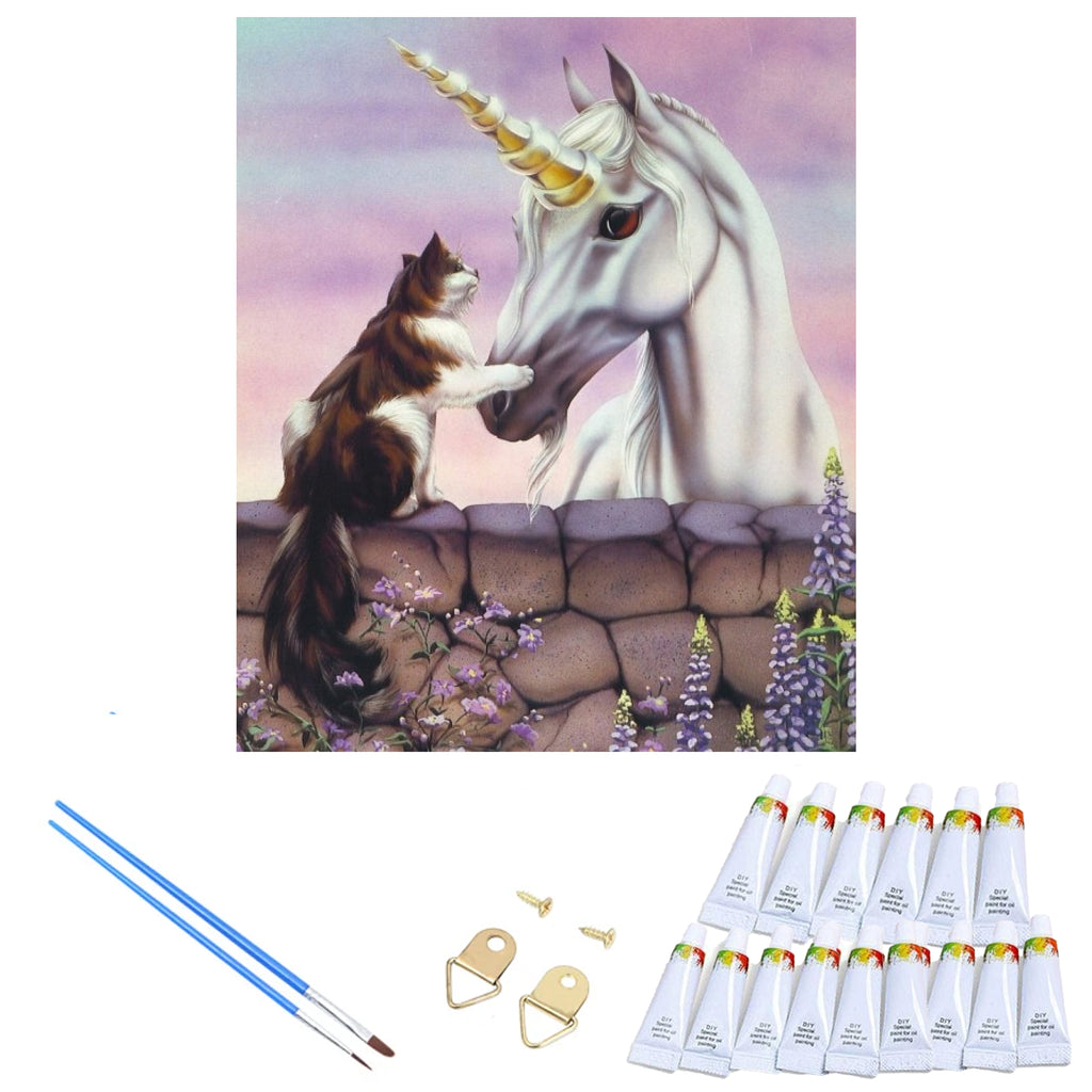 Numbrite järgi maalimise lõuend raamiga, isetegemise komplekt, pintslid, värvid 30x40