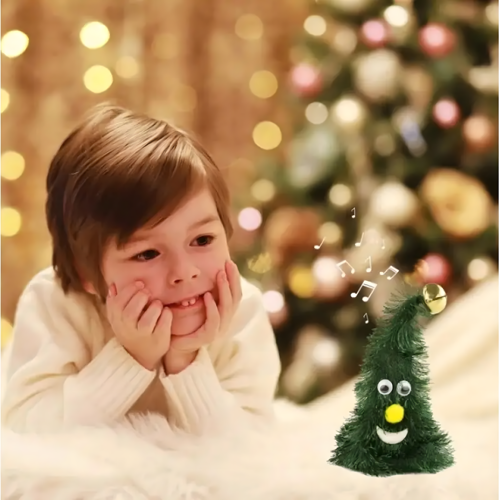 Jõulupuu mängiv laulav tantsiv naljakas jõulukaunistus