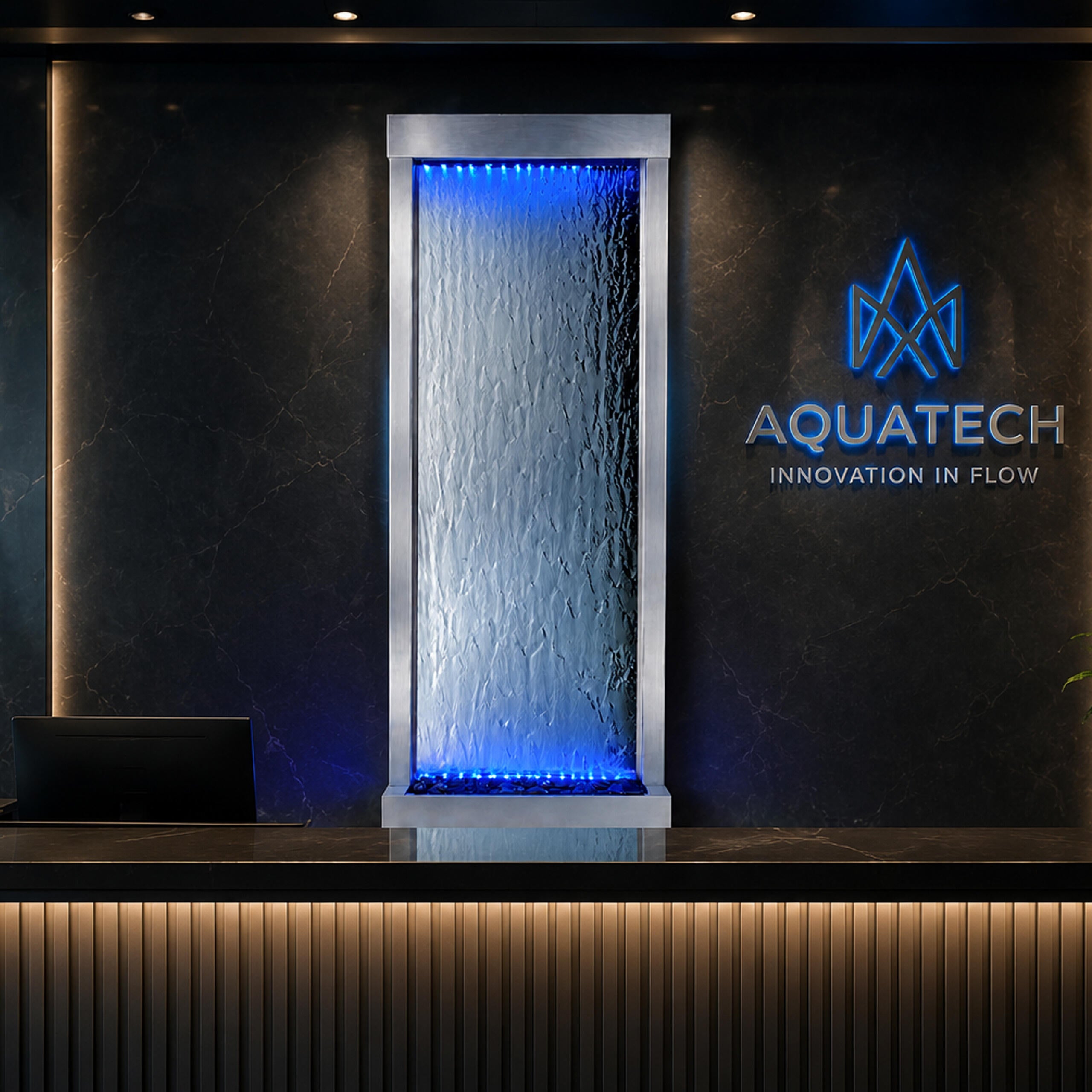 LED Illuminated Glass Garden Waterfall Wall Fountain 150x45cm