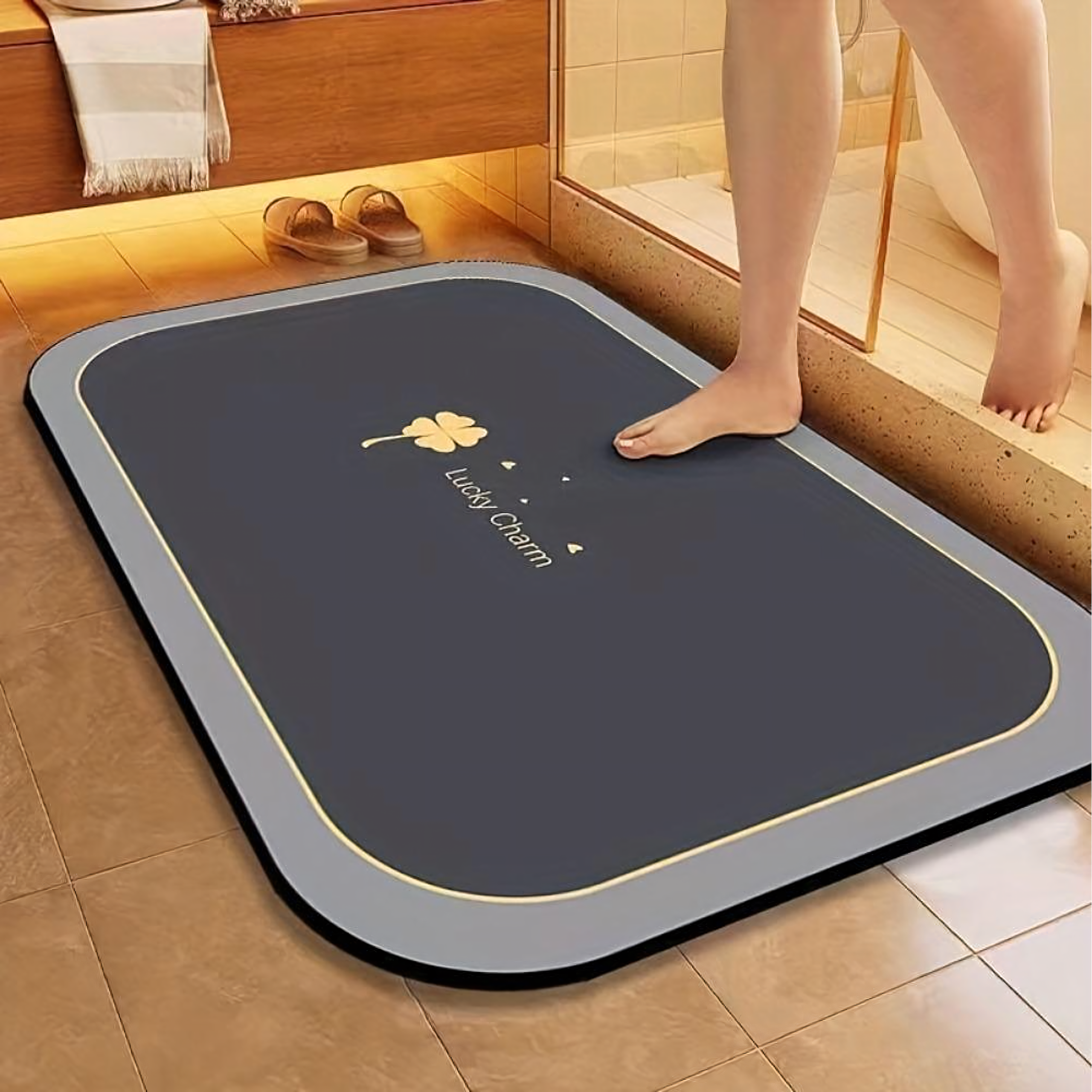 Rug Bathroom Mat Anti-Slip Quick-drying 80x50cm for Bathtub