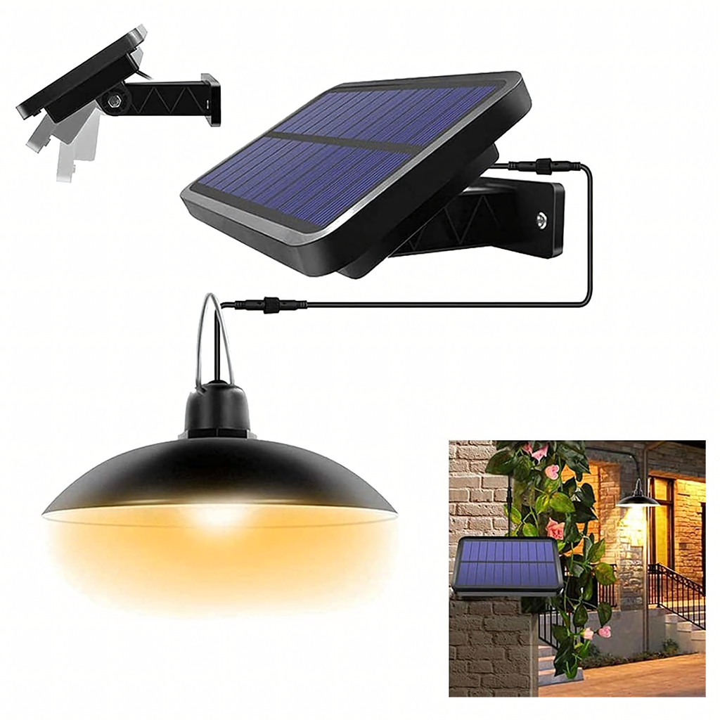 Solarne LED aialamp rippuv, hämarikuanduriga, lühter, kaugjuhtimispuldiga (E18)