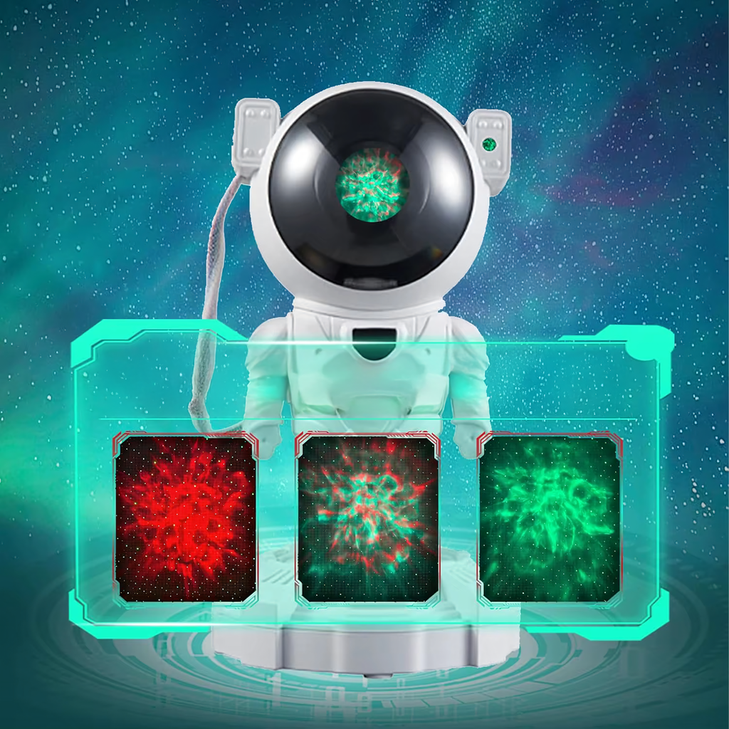 Tähtede projektor Astronaut Öölamp Projektor lapsele Kosmos Kaugjuhtimispult