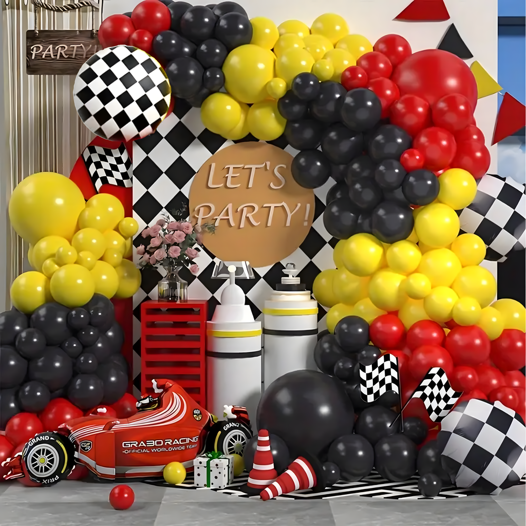 Balloon Garland Set of Balloons for Birthday Racing Flag 148 pcs