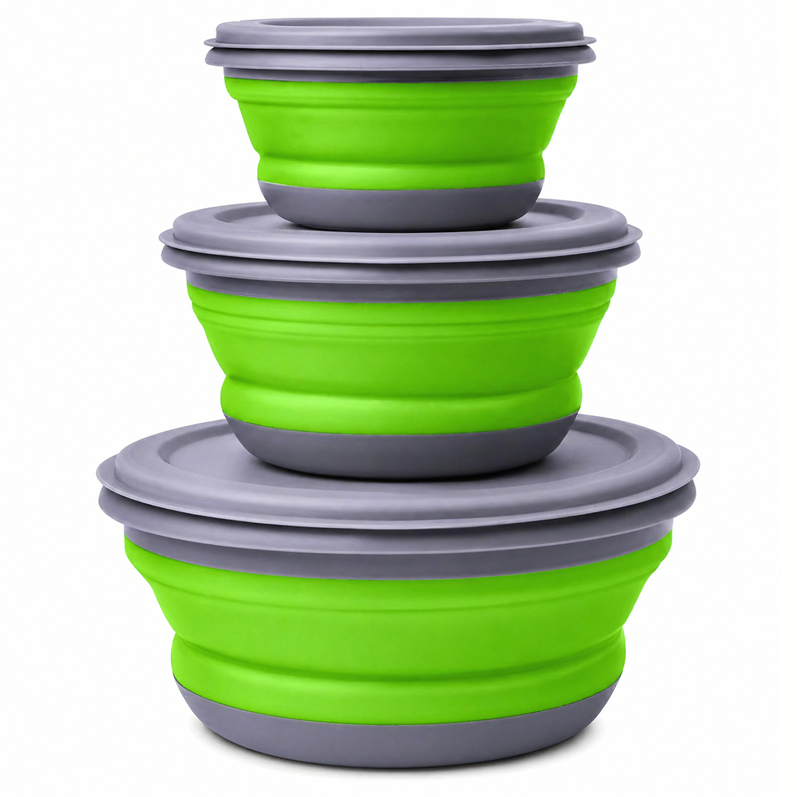 Set of 3 Collapsible Silicone Bowls Food Storage Containers for Travel 3 pcs