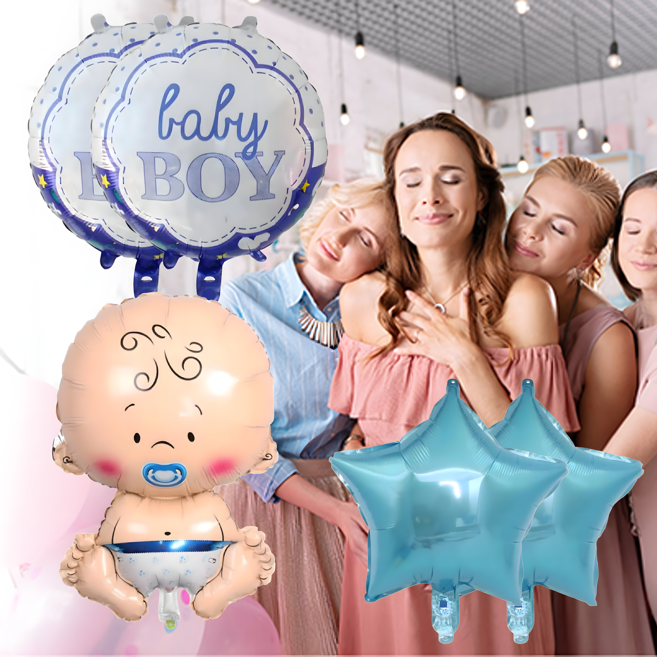 Baby Shower Balloons Baby Boy Set of 5 Stars Balloon