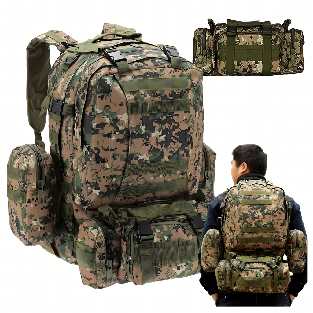 Tactical Military Travel Backpack 4-in-1 Survival 50L