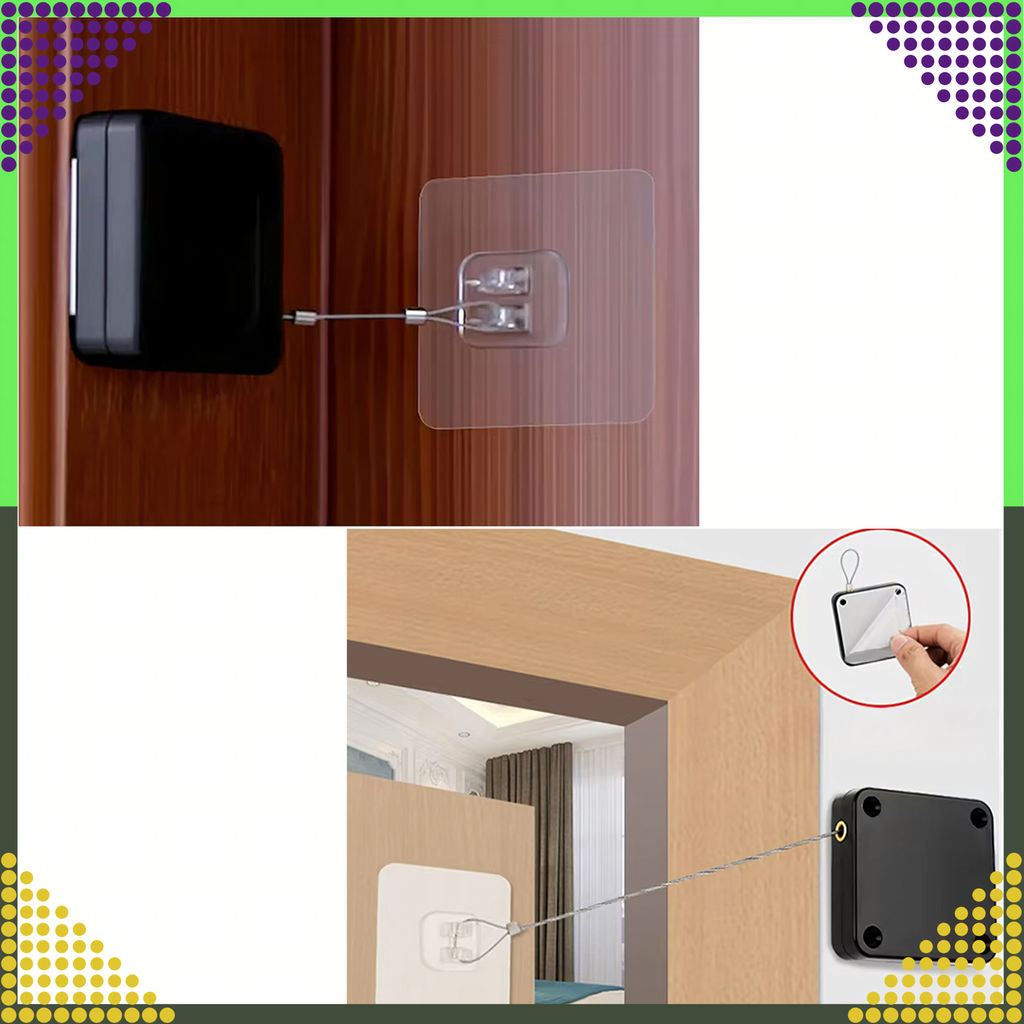 Self-Adhesive Retractable Door Closer with Steel Cable 800g 1.2m