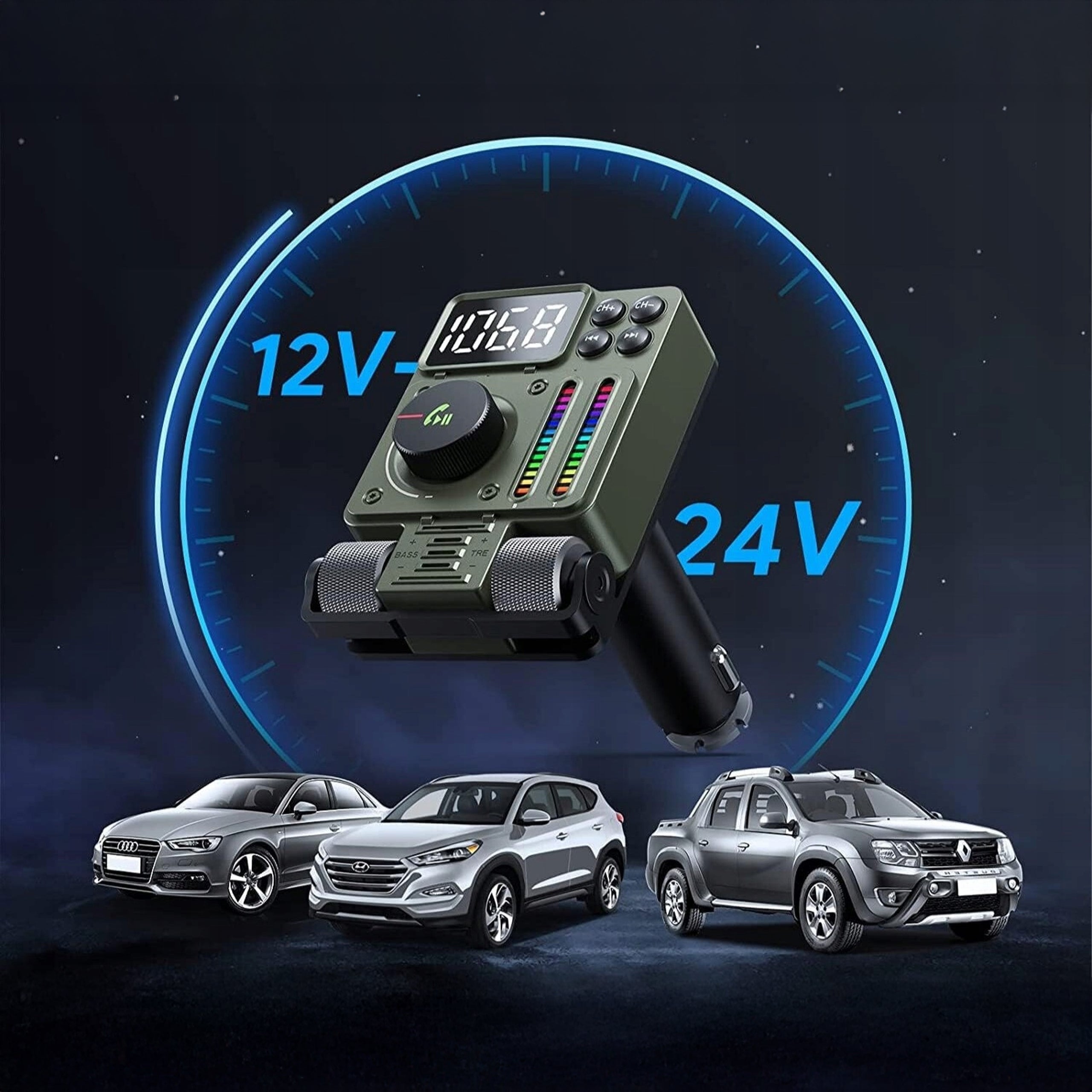 Auto FM-raadio saatja Bluetooth 5.3 PD 30W laadija