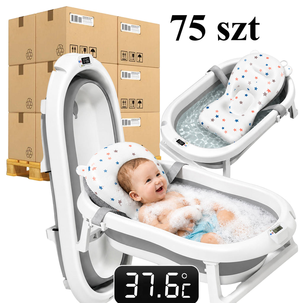 75x kokkupandav beebivann LCD termomeetri ja padjaga
