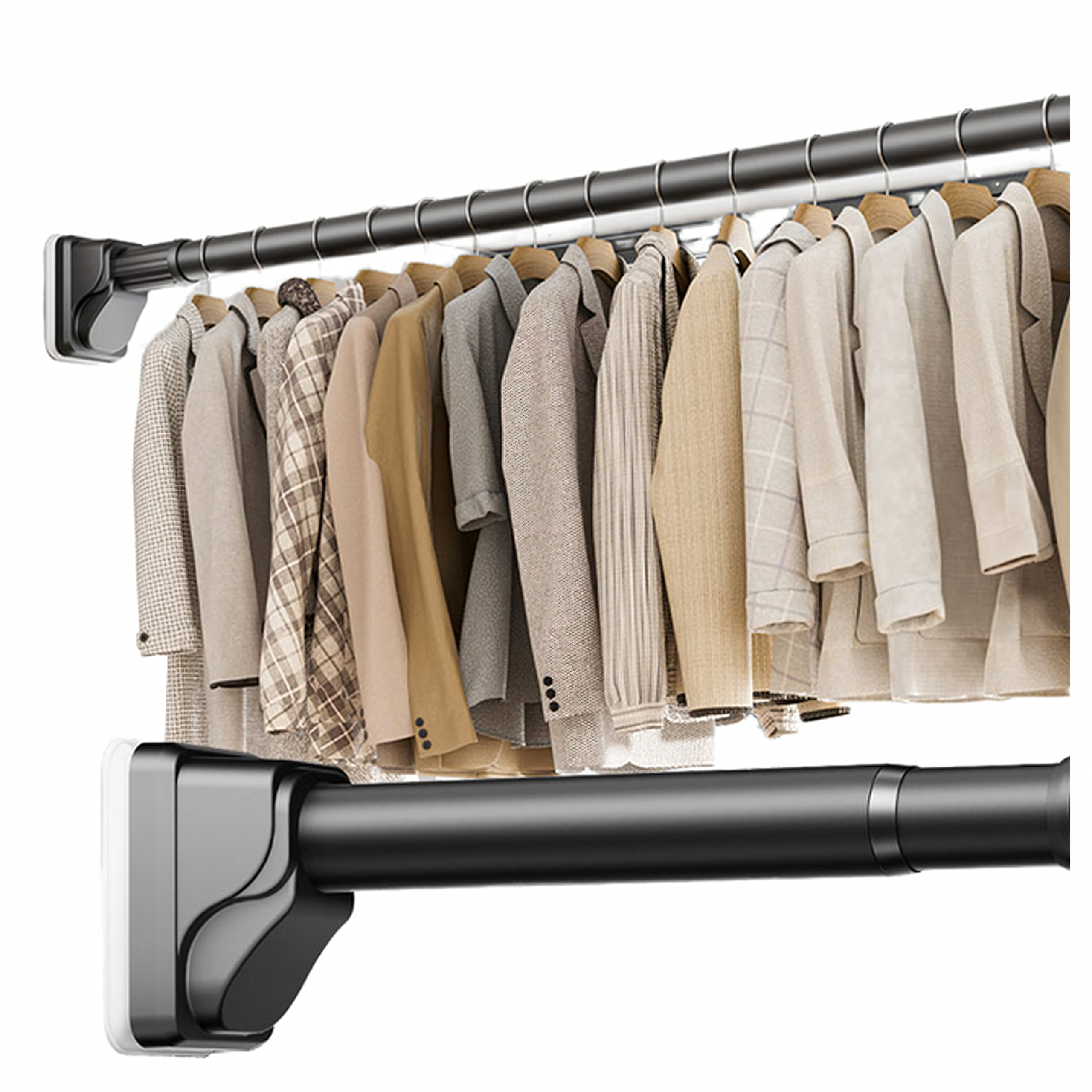 Telescopic Curtain Rod Clothes Hanger Expansion Shower Rod 115-255