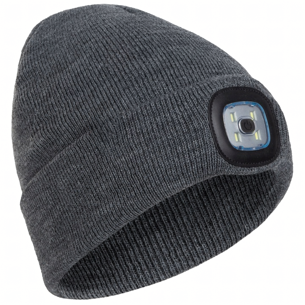 Talvemüts LED-taskulambi ja tööesilambiga jooksmiseks, hall