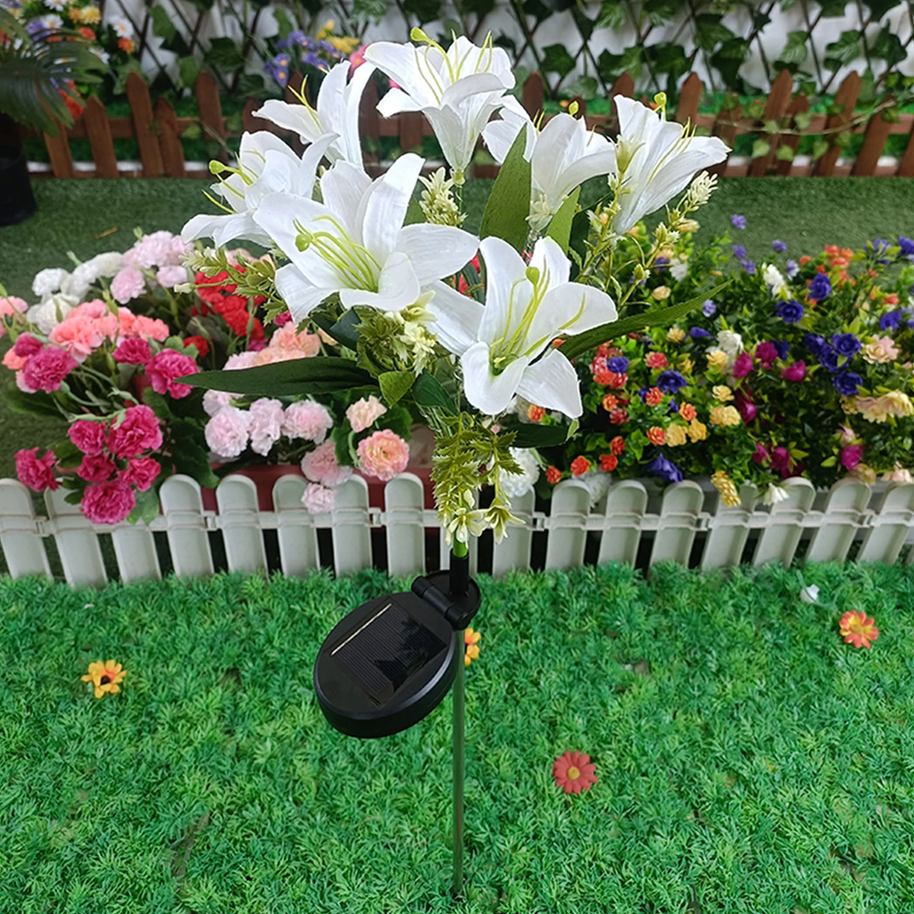 Päikesepatareiga aia piiklamp liiliaõie LED dekoratsioon