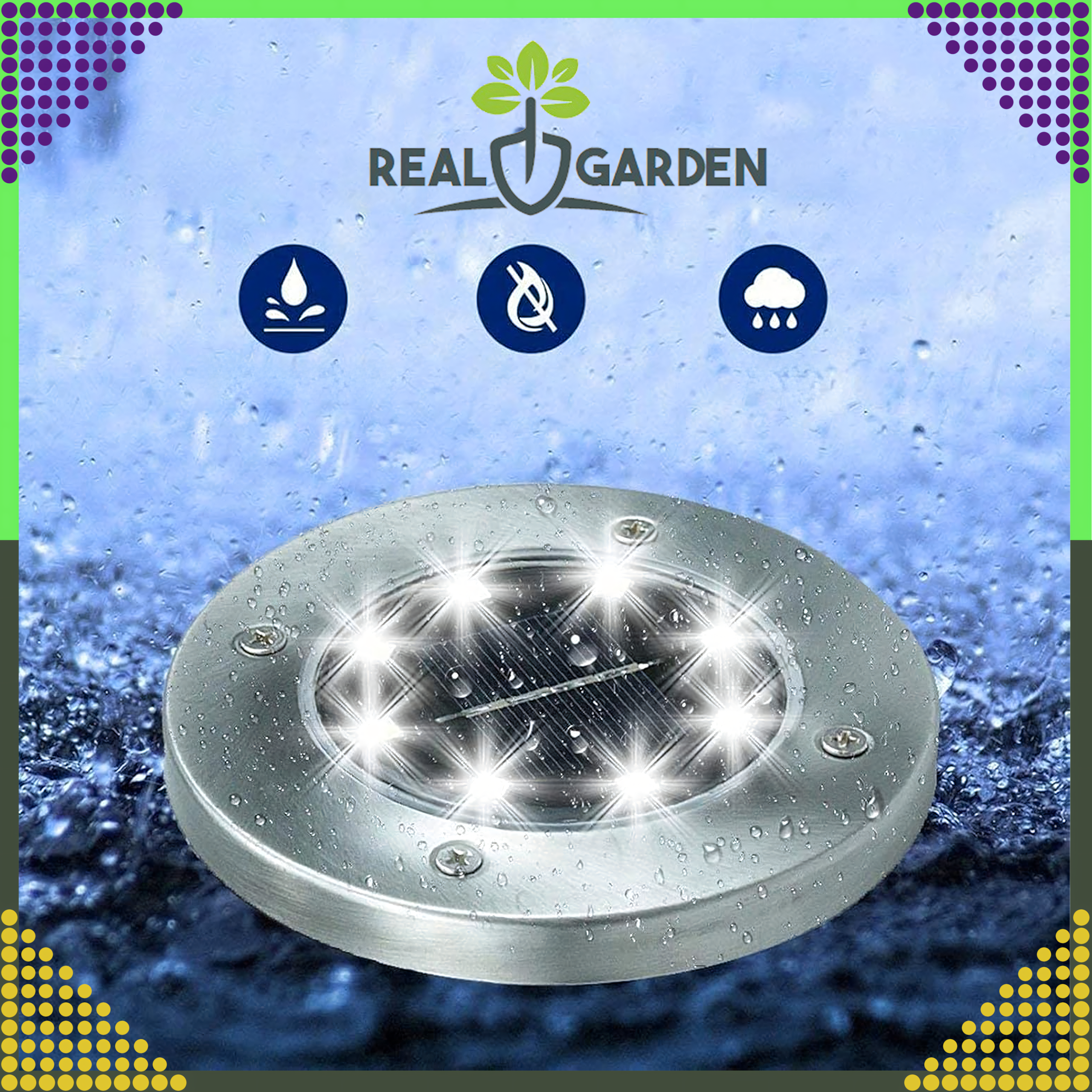 4 x Päikesega töötav aiavalgusti ketas, LED maavalgustid, hämarikuandur, 8 LED-i