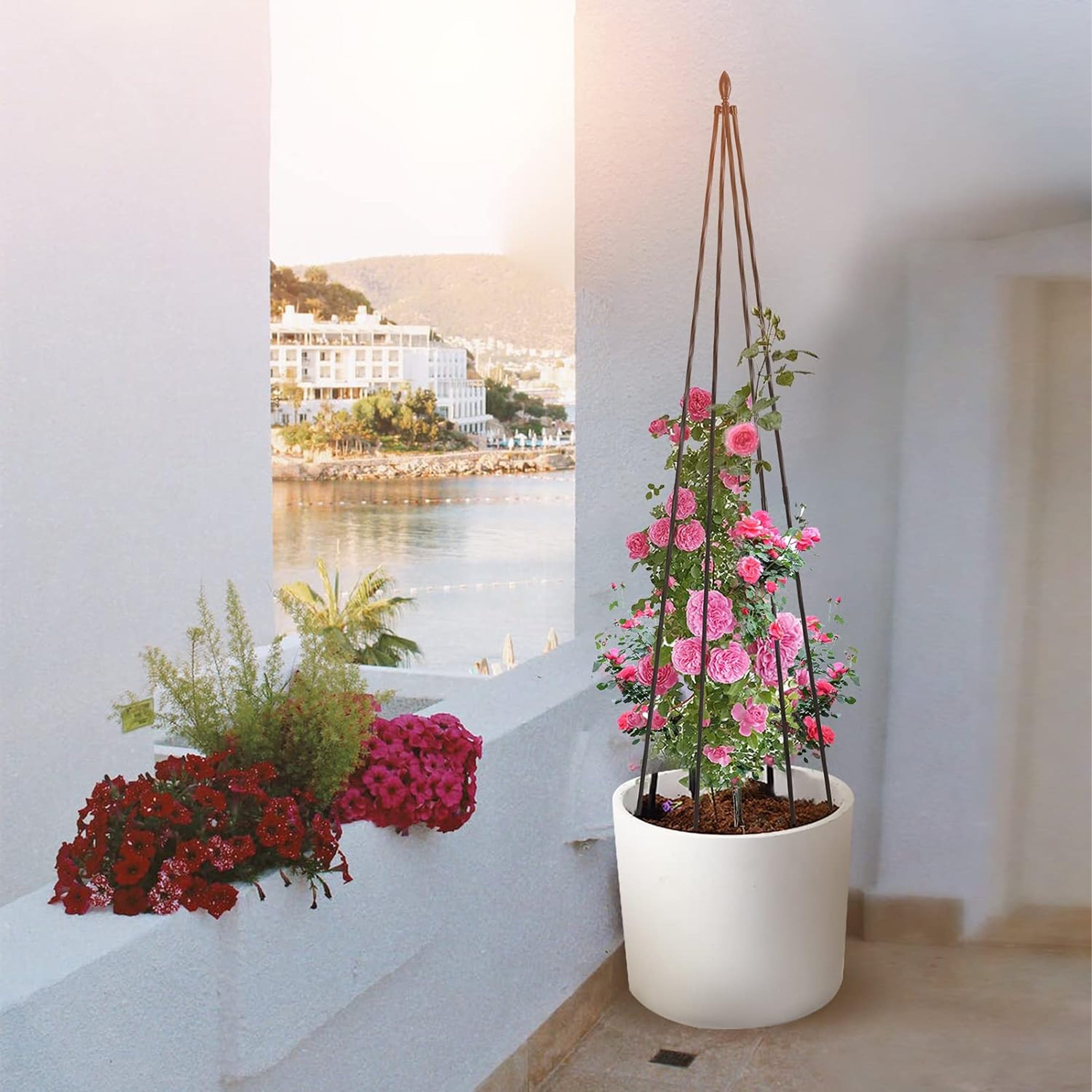 Pergola tugiraam terrassile, metallist lillede ja taimede alus, 150 cm