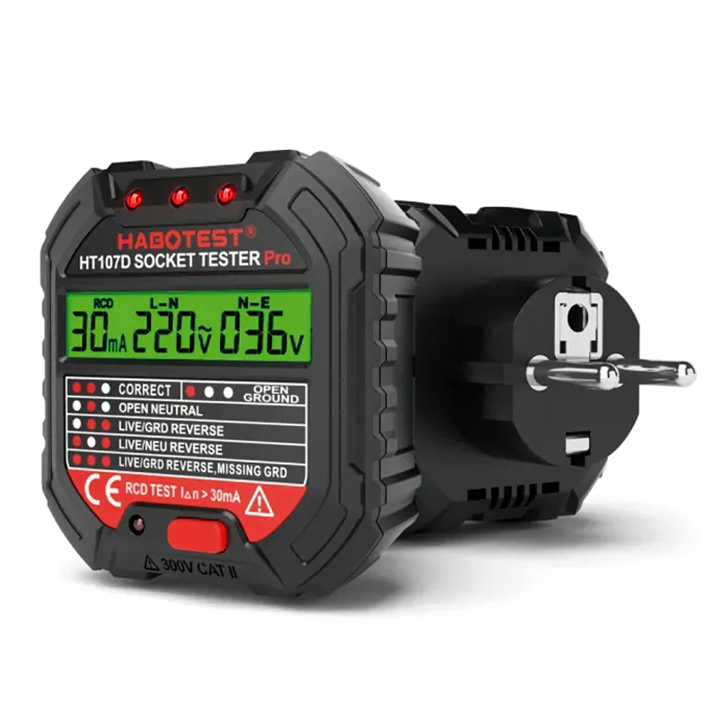 Pinge tester vooluvõrgu pistikupesadele, elektripistikupesadele, LCD RCD kontaktid