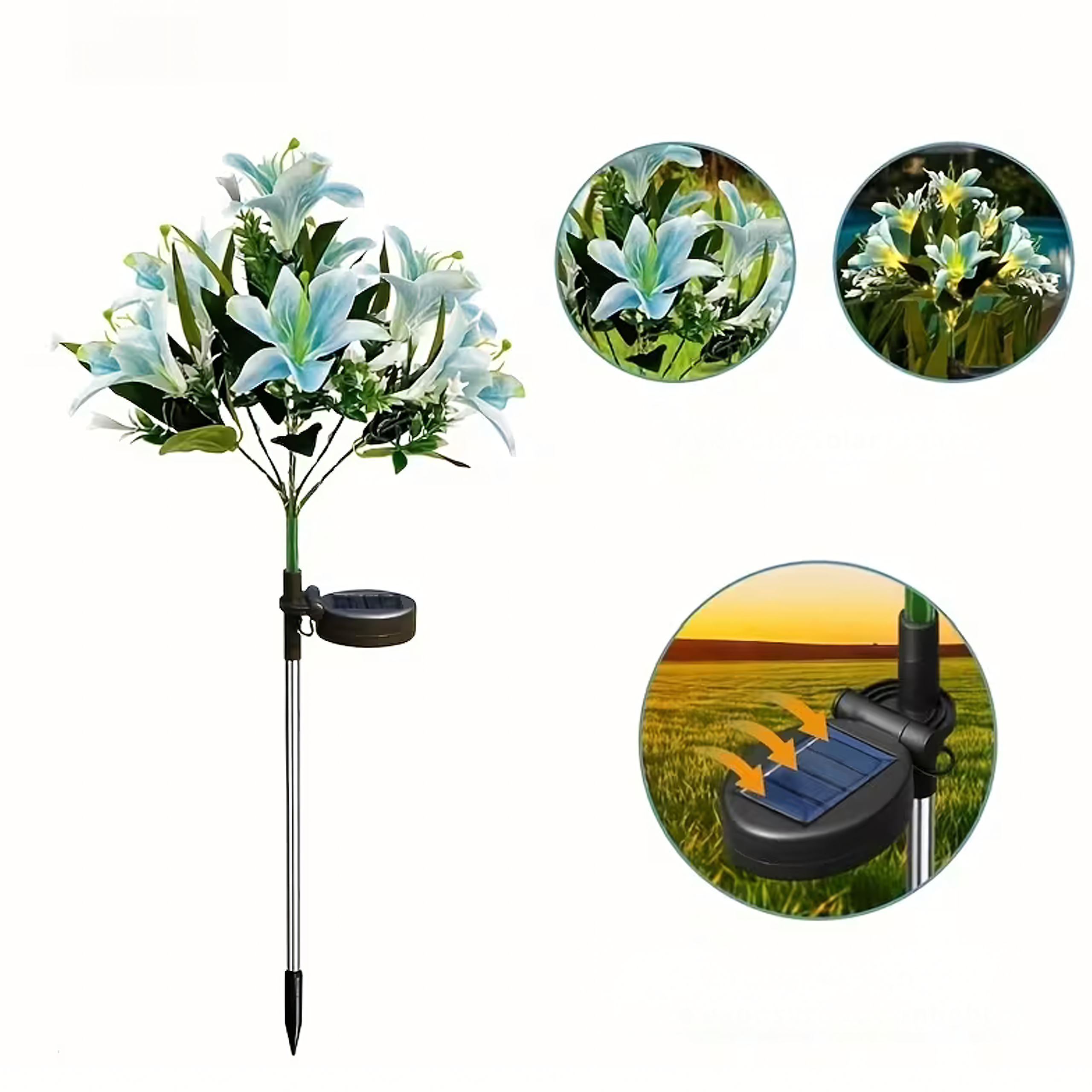 Päikesepatareiga aia piiklamp liiliaõie LED dekoratsioon