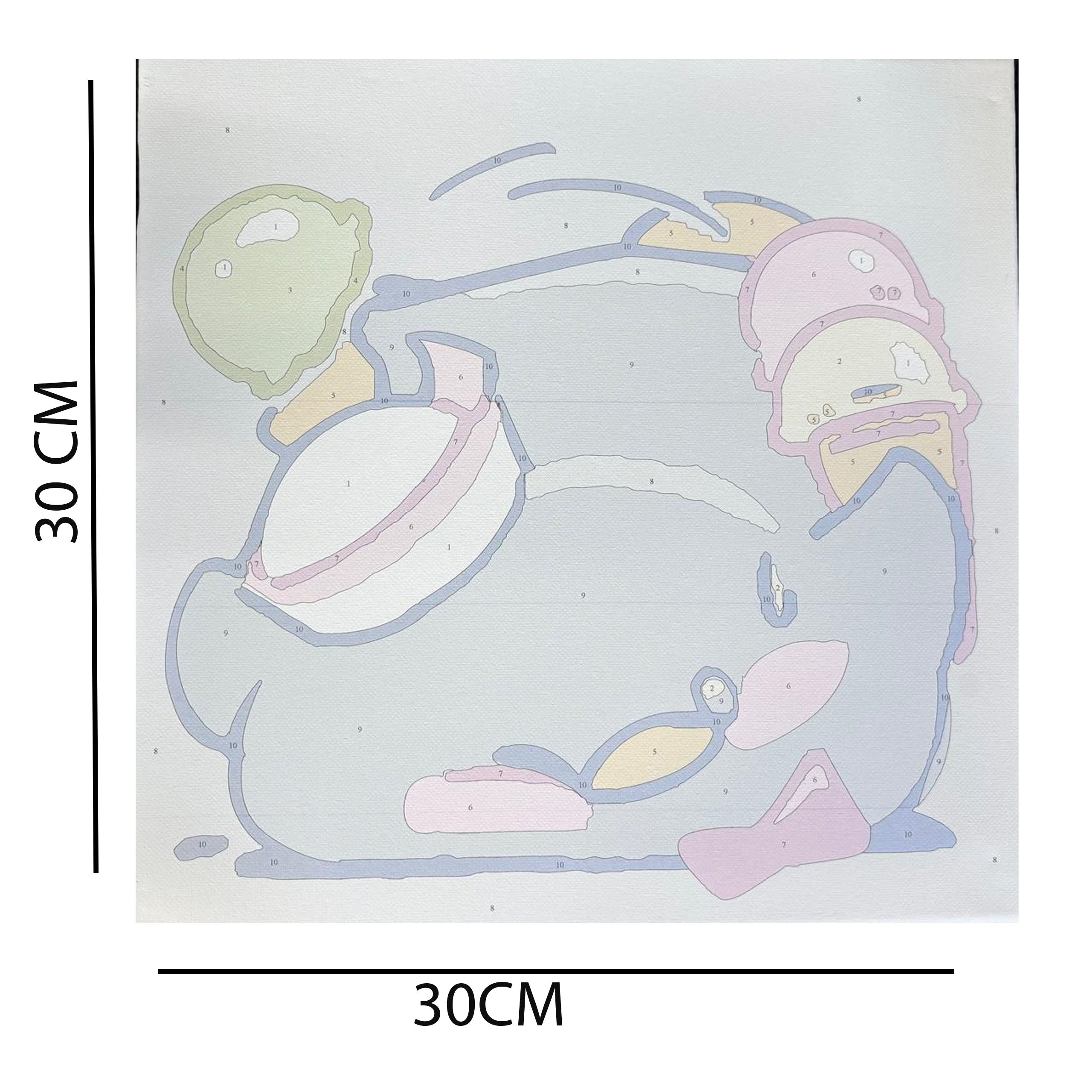 Numbrite järgi värvimise pilt raamiga ja pintslite komplekt 30x30 lastele