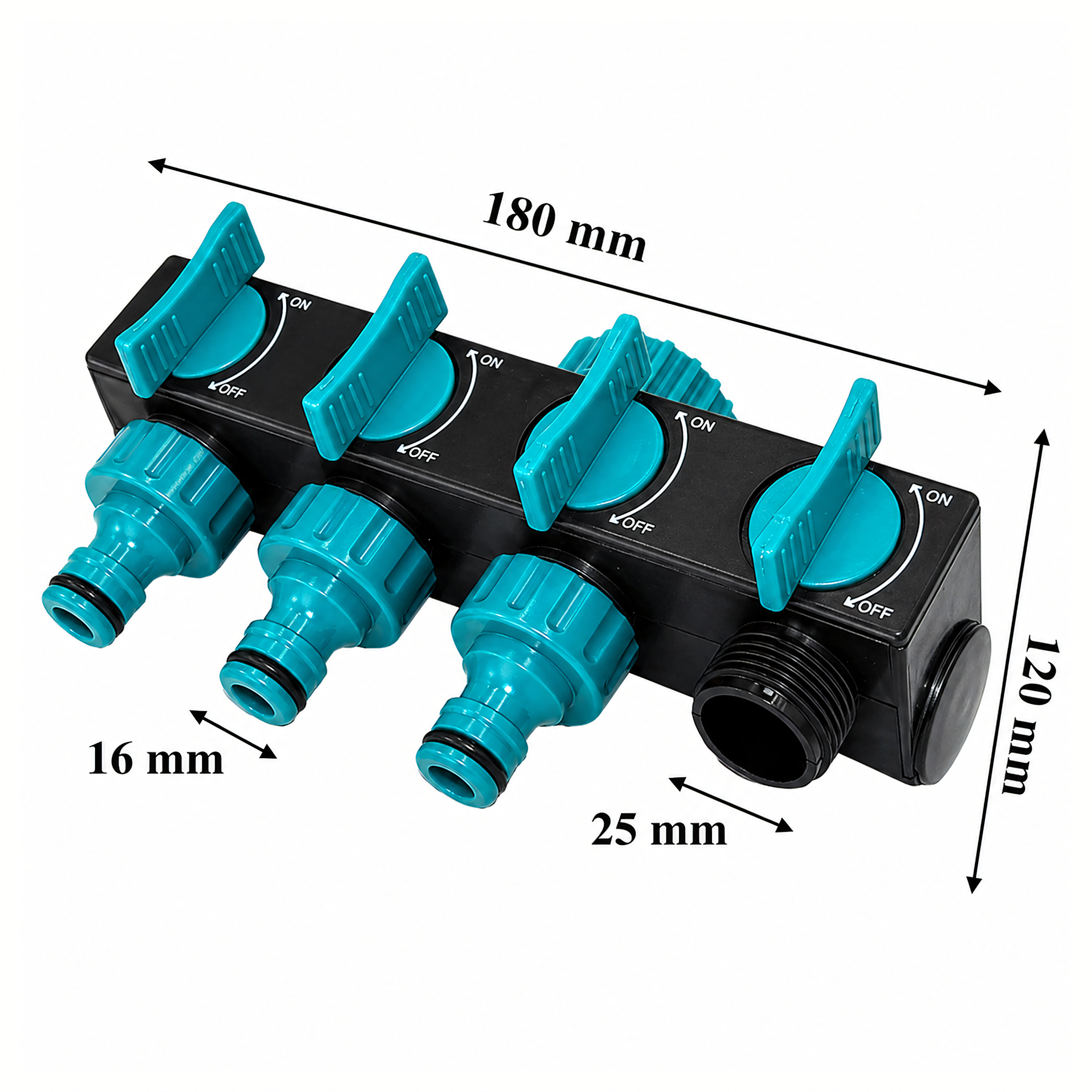 1200x 4-suunaline aiavooliku kraani jagaja koos ventiili ja reduktoriga 3/4 kuni 1/2 tolli