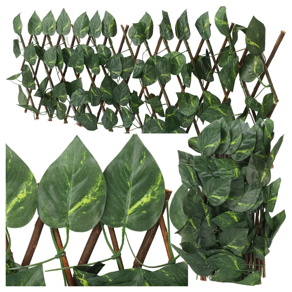 Openwork Trellis with Artificial Leaves Cover for Balcony Terrace Ivy 290x60 cm