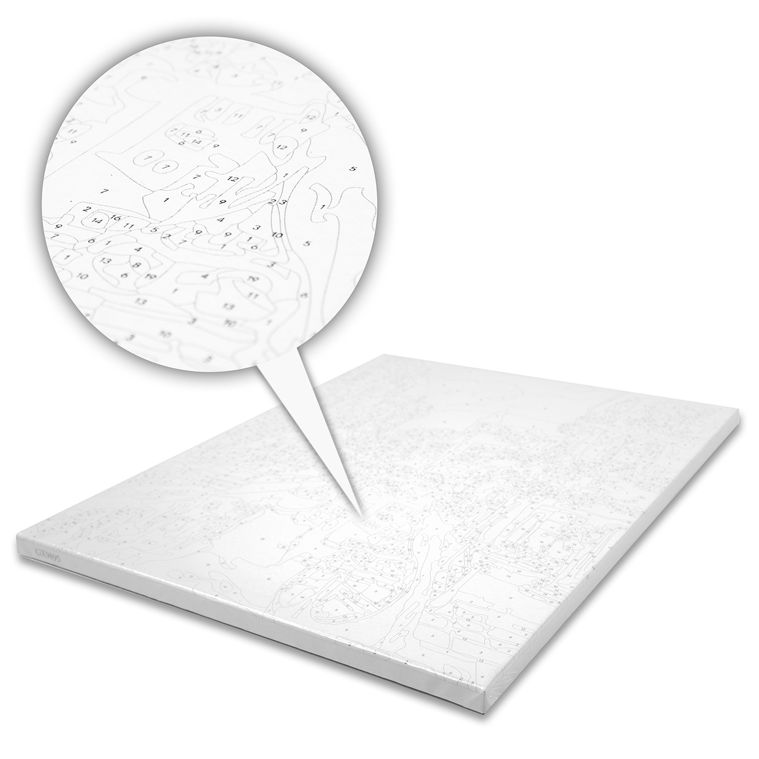 Numbrite järgi värvimise pilt raamiga ja pintslite komplekt 30x30 lastele