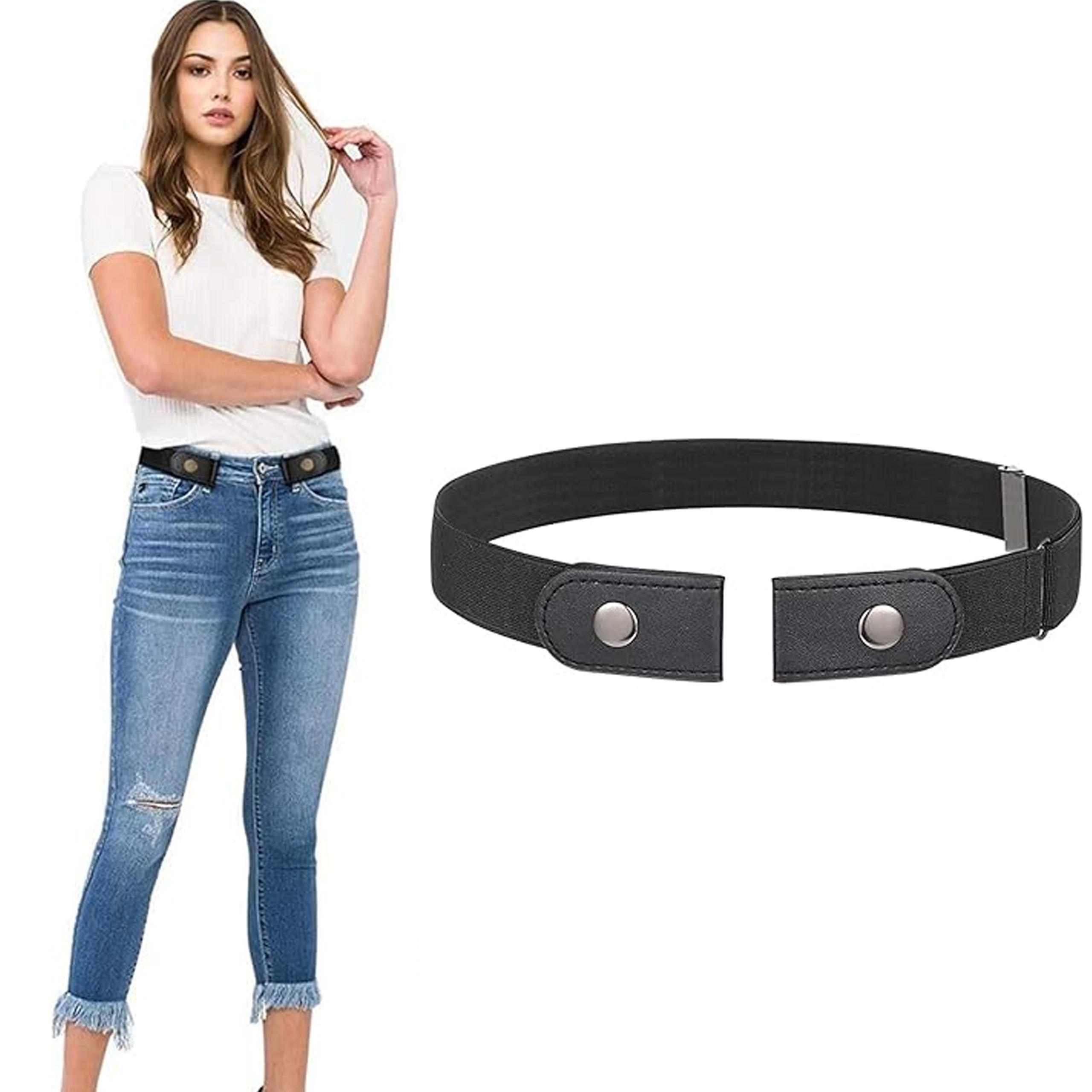 Elastic Adjustable Women's and Men's Pants Belt Without Buckle