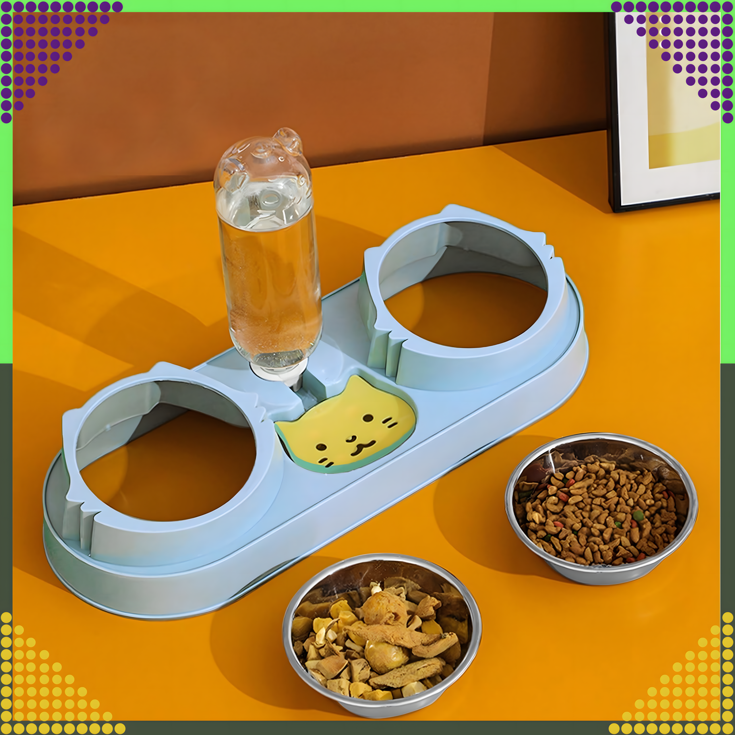 Kahe kausiga koera ja kassi vee- ning toidukauss veedosaatoriga