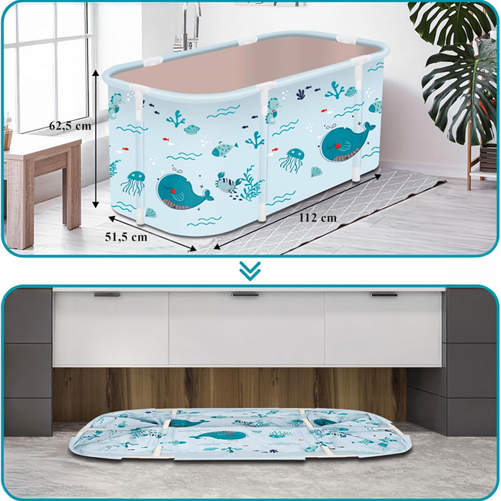 80x Foldable Portable Home Bathtub for Bathing and Swimming with Frame and Pillows
