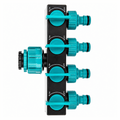 4-Way Garden Hose Faucet Splitter with Valve and Reducer 3/4 to 1/2" (E16)