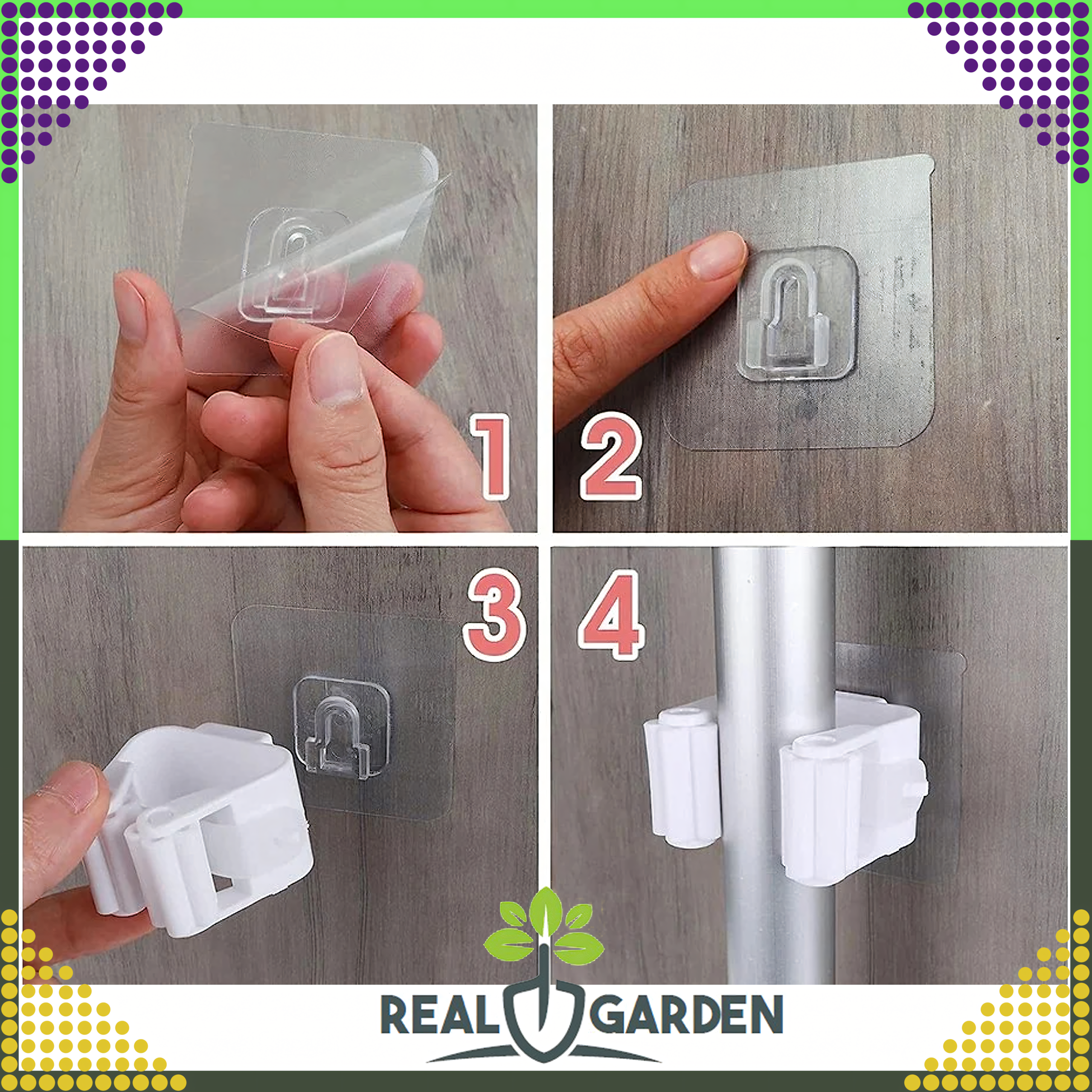 Wall Mop Hanger Holder for Mops Brushes Brooms Tools Self-Adhesive