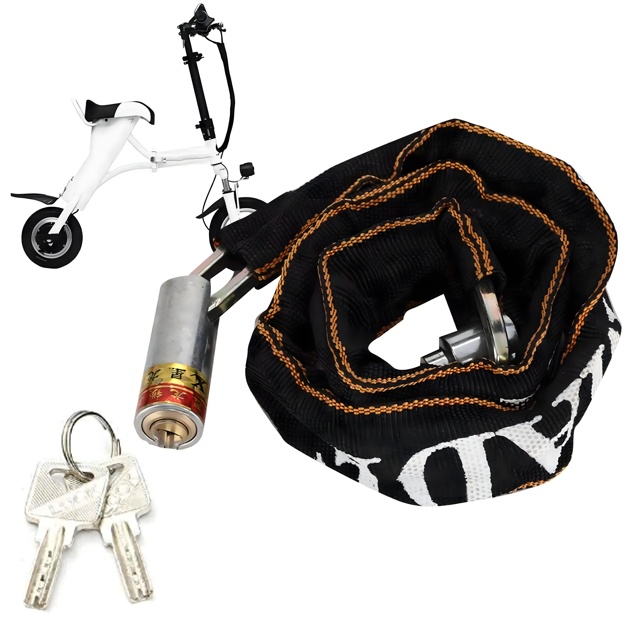 Lukustusklamber jalgratta ja mootorratta turvalisuseks, 2 x võti, tugev, 65 cm