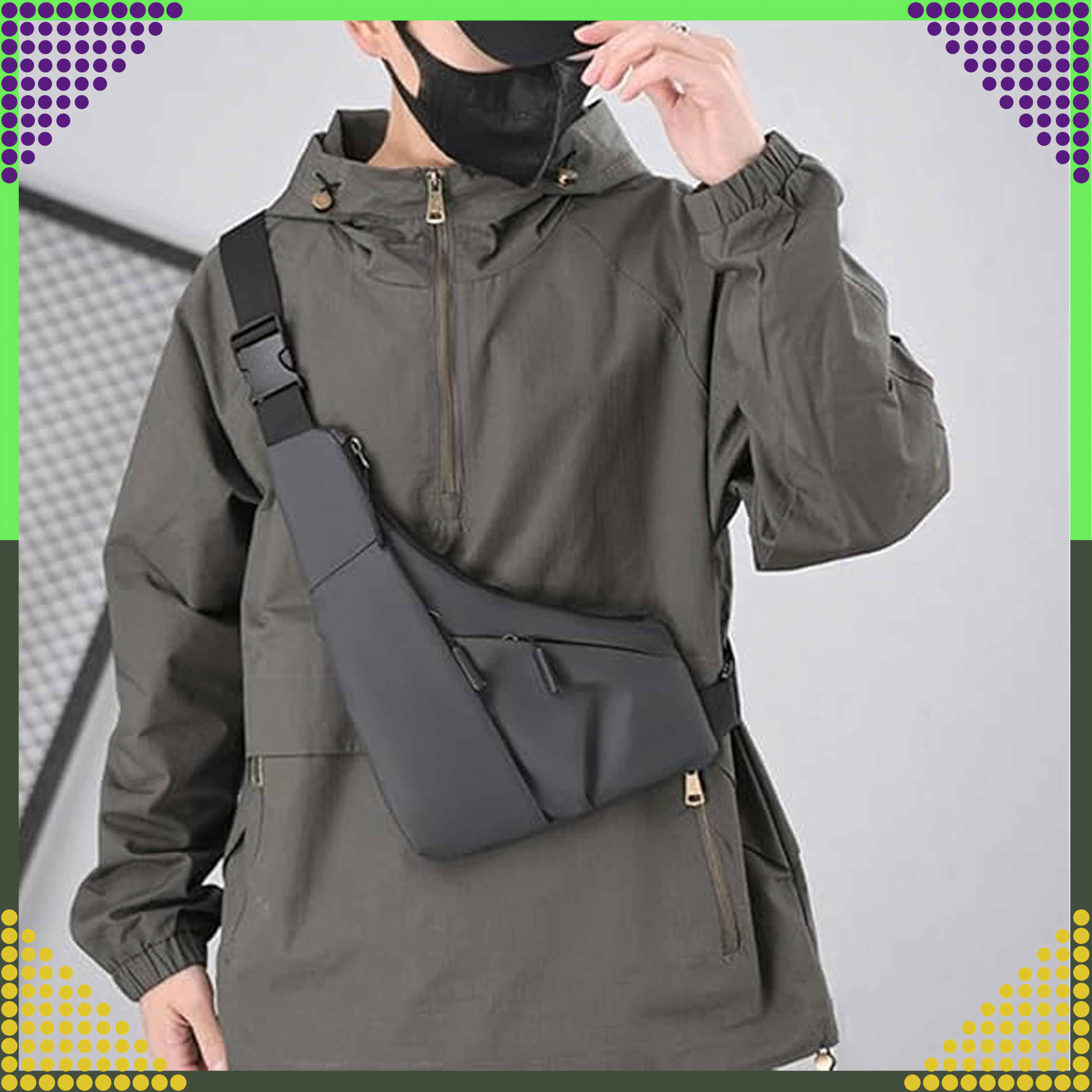 Waist Bag Backpack Shoulder Bag Urban Sporty Men's Women's Gray