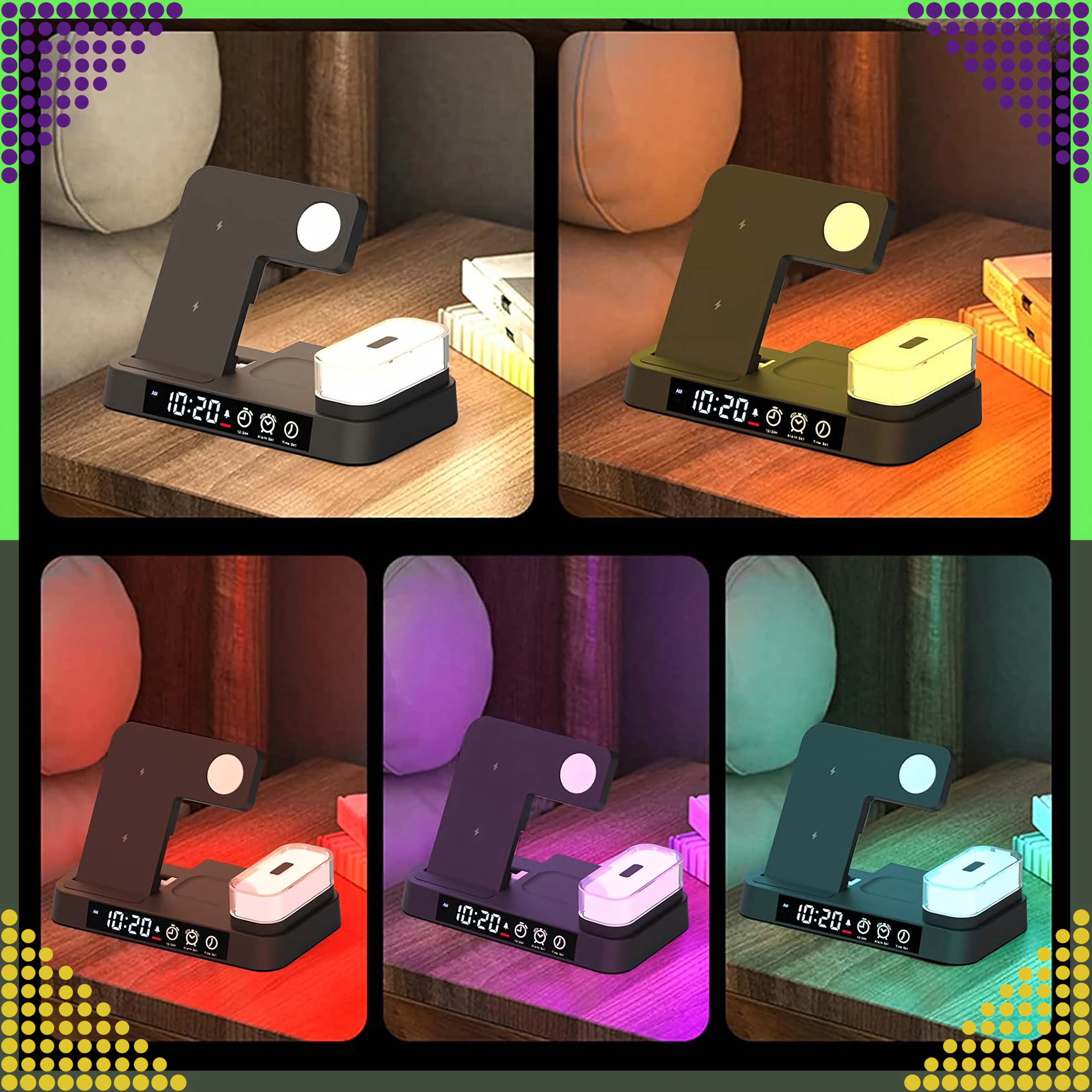 Induktsioonlaadija Juhtmevaba Induktsioonjaam 15W Öölamp 4in1 QI