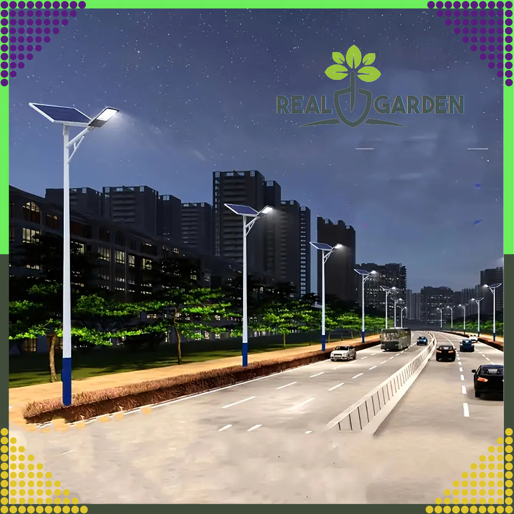 Garden Lantern Solar Pole Lamp Powerful 50W Street Panel 100 LEDs