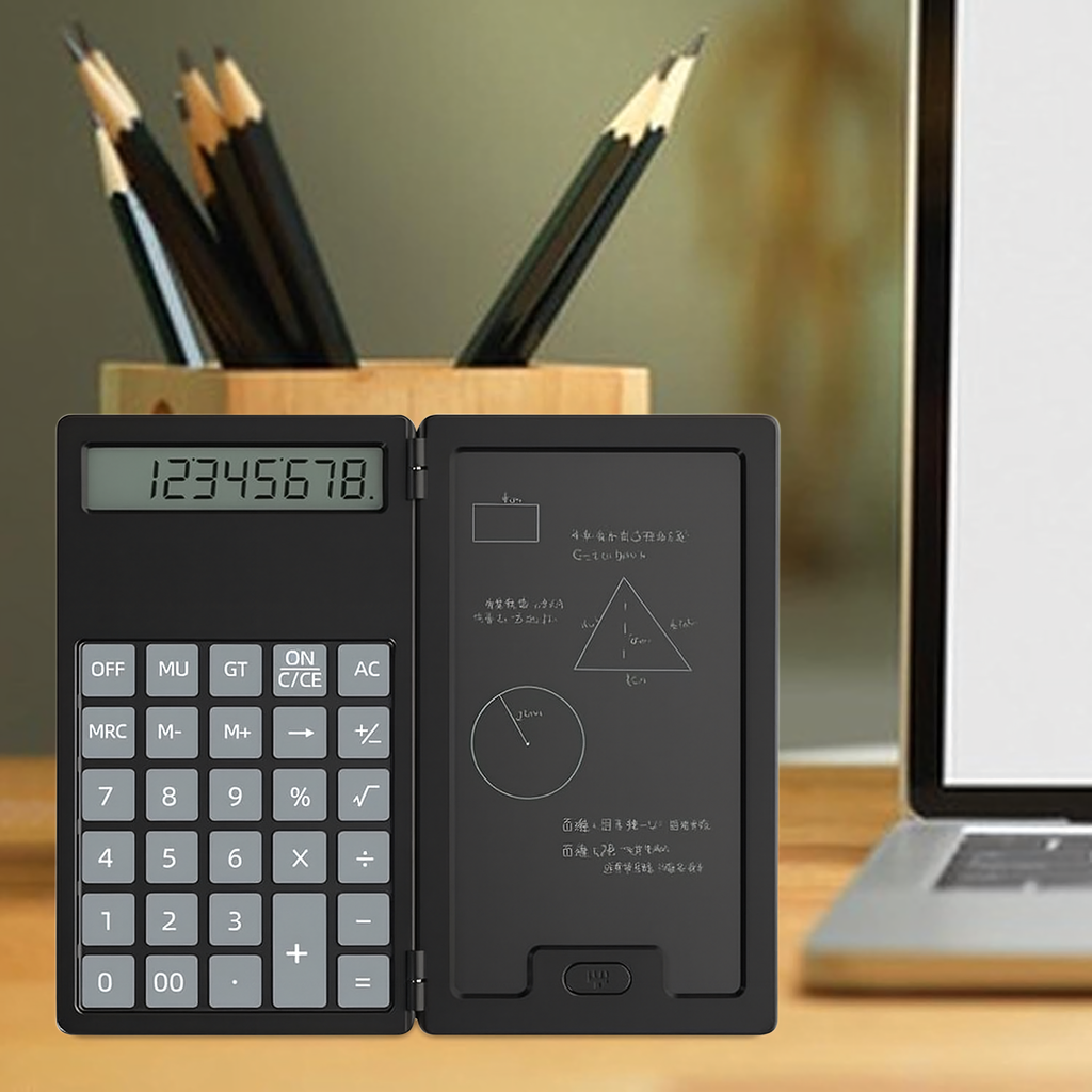 2in1 teaduslik kooli ja kontori kalkulaator koos märkmiku, puutepliiatsi ja märkmepaberiga