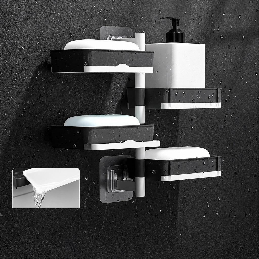 432x Bathroom Soap Dish 4-Tier Rotating Shelf with Drain