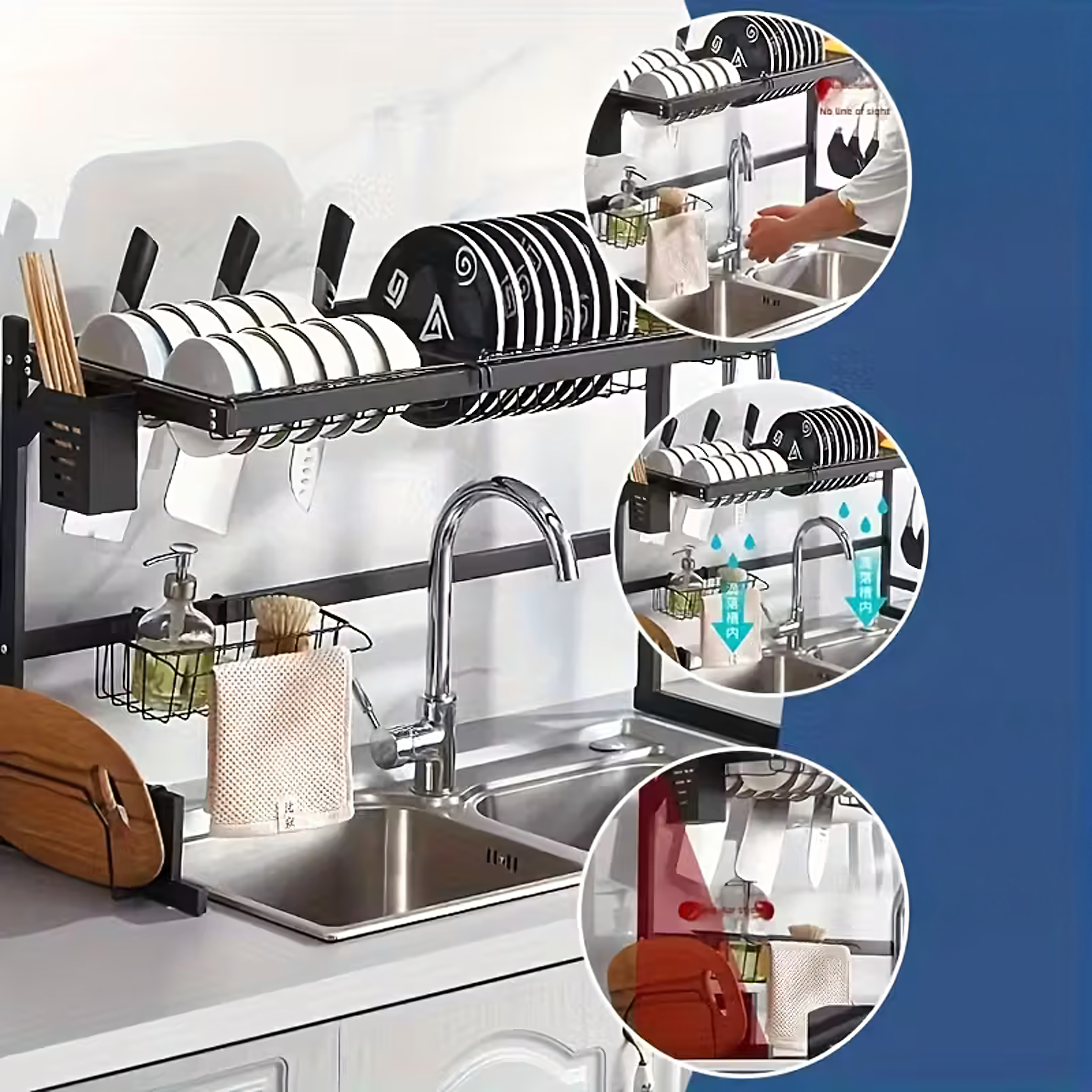 Kahe tasandiga nõudekuivatusrest ja nõudealusega hoidik