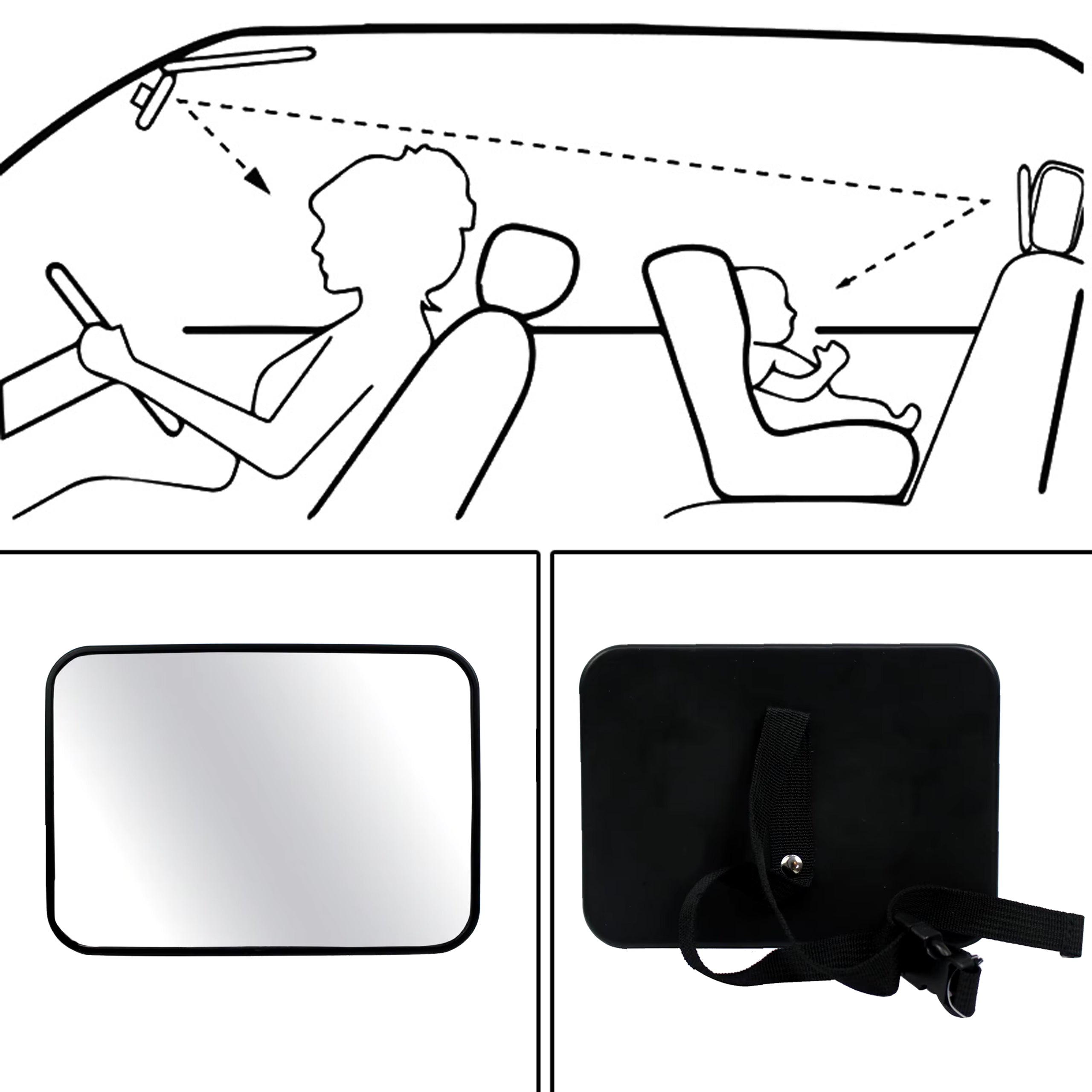 Peegli lapse jälgimiseks autos, reguleeritav peatugedele