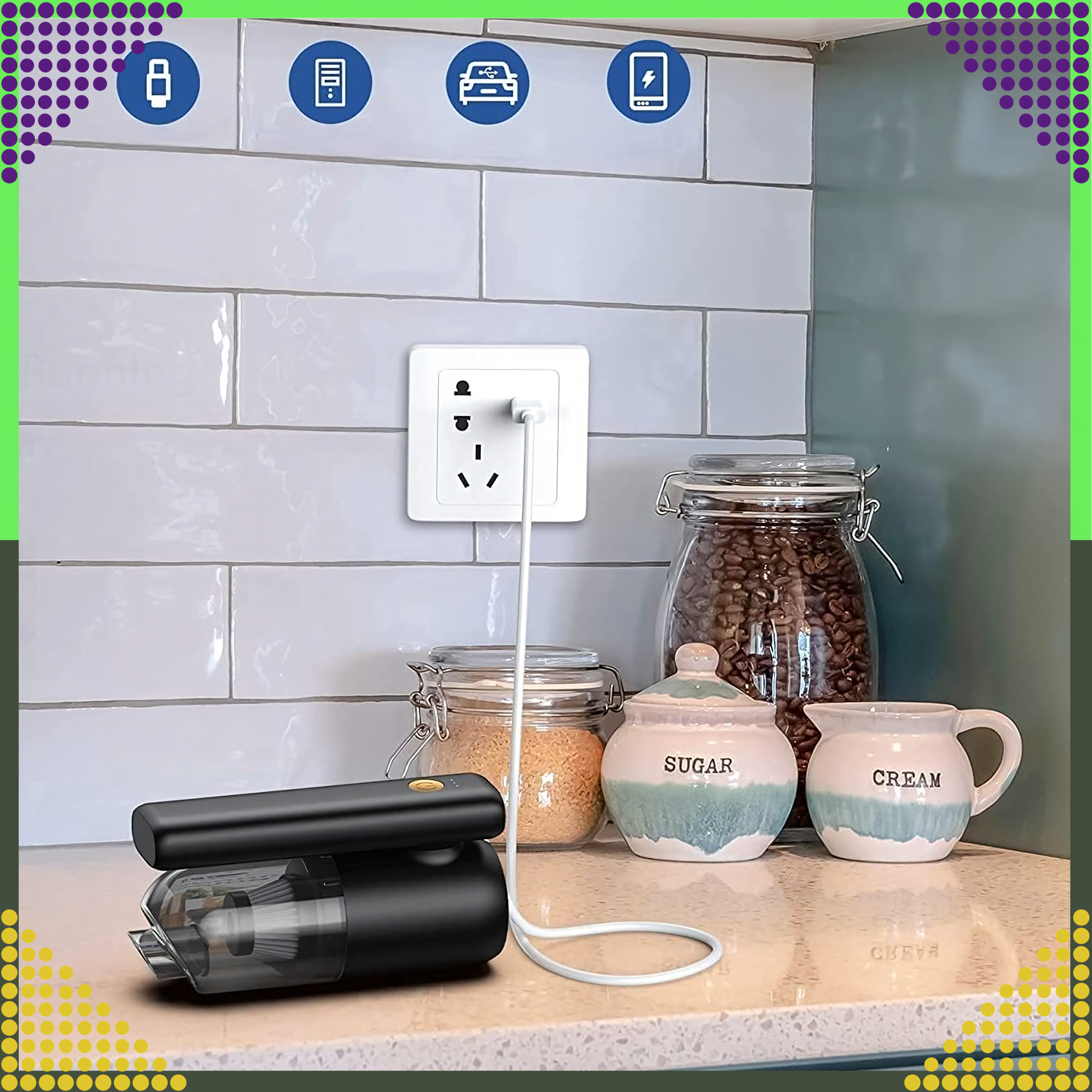 Handheld Cordless Car Vacuum Cleaner 2in1 with LED Blower