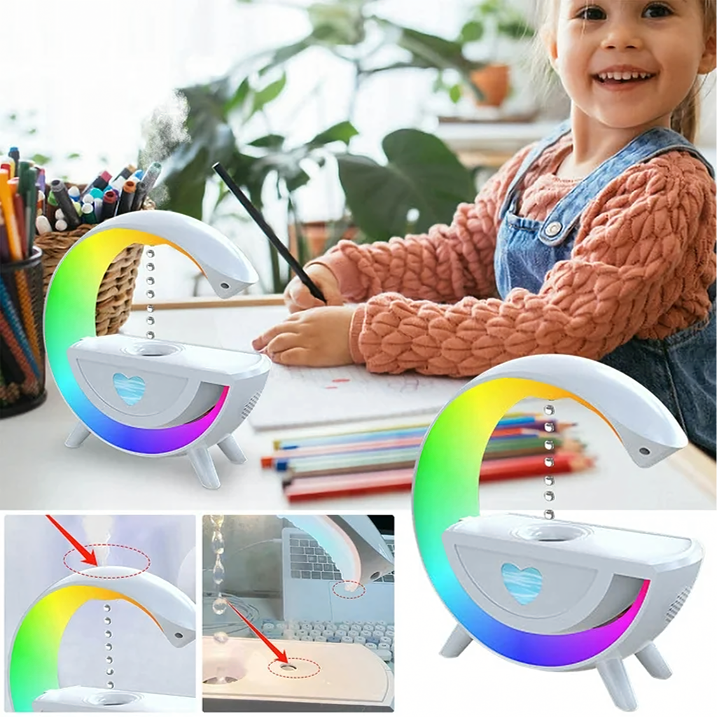 Antigravitatsiooniline õhuniisuti aroomiteraapia öövalgusti RGB kõlariga