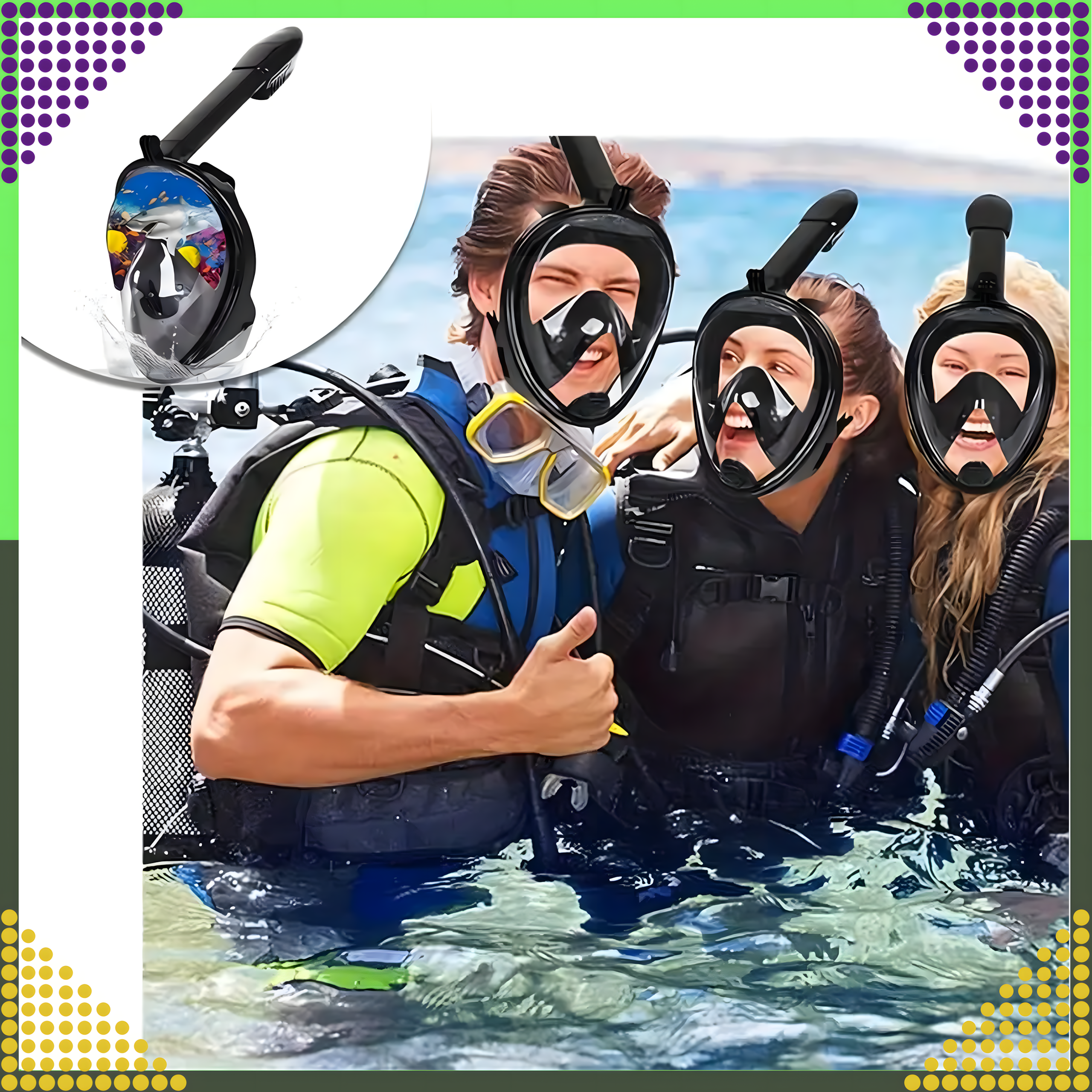 Sukeldumismask ujumiseks ja snorgeldamiseks, täismask vees kasutamiseks, basseini jaoks L/XL