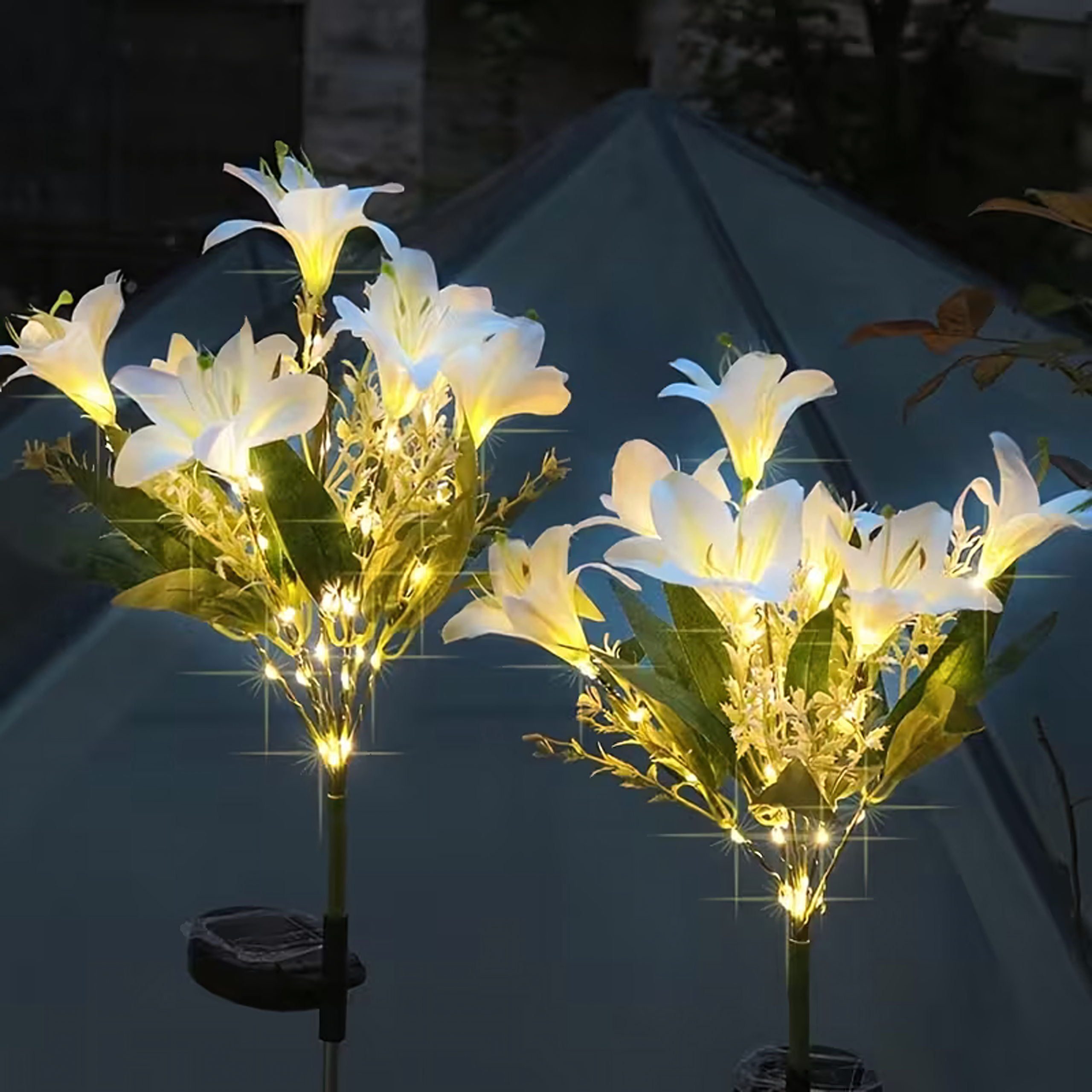 Päikesepatareiga aia piiklamp liiliaõie LED dekoratsioon