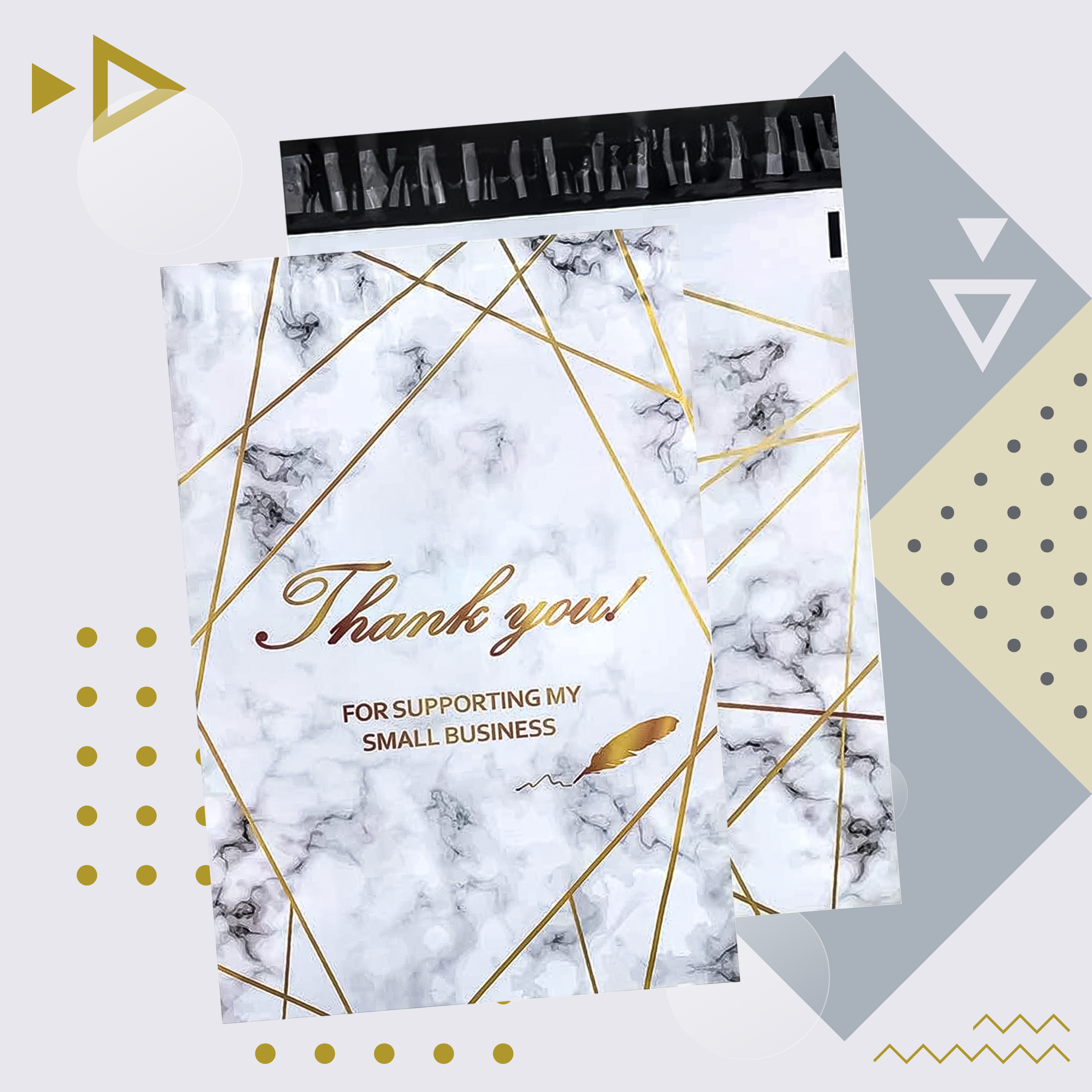 TUGEVAD KULLERIPAKID 255x370 KULDNE MARMOR AITÄH 50 tk