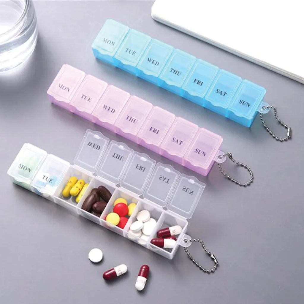 Weekly Pill Organizer Box with 7 Compartments
