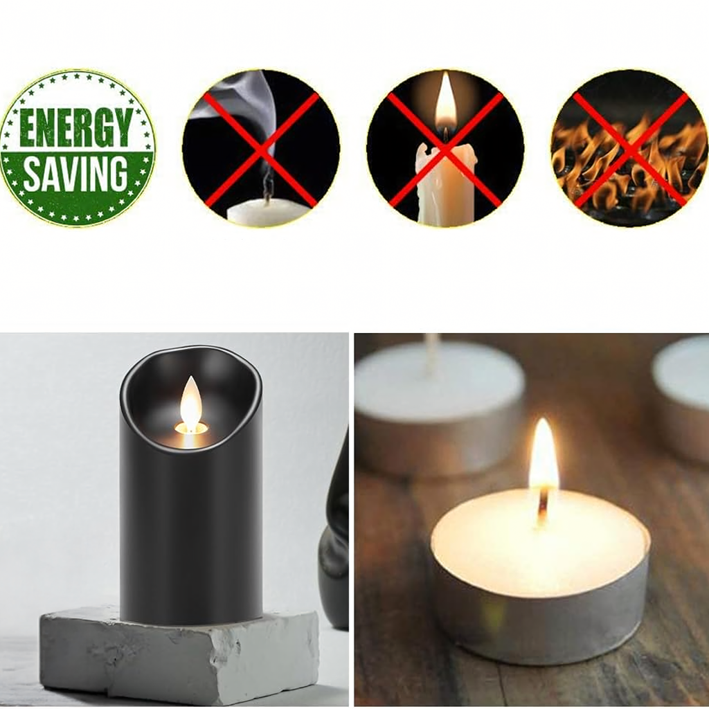 120x Küünla sisetükk Patareitoitel küünal LED-küünal 15 cm Leegi efekt