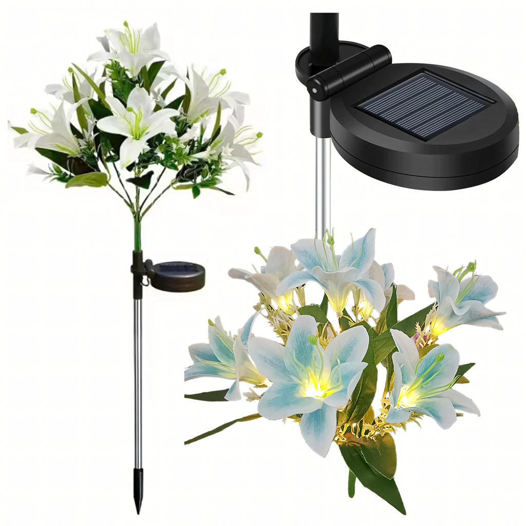 Päikesepatareiga aia piiklamp liiliaõie LED dekoratsioon